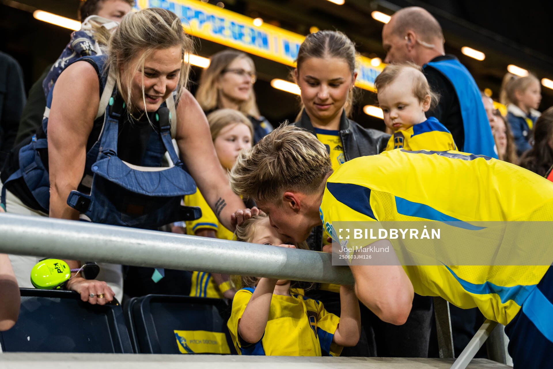 Lina Hurtig of Sweden with her child
