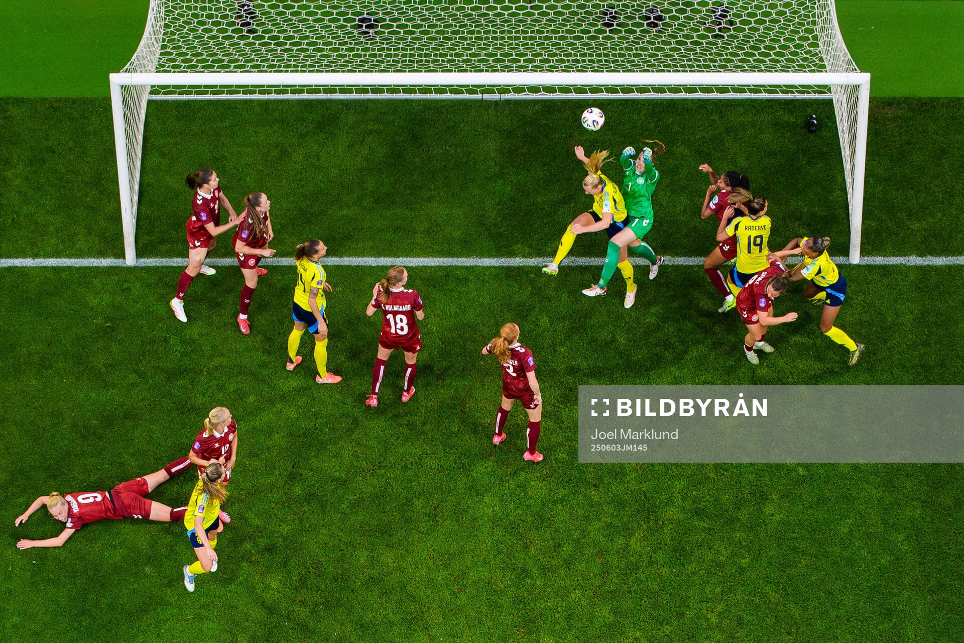 Stina Blackstenius of Sweden in action against goalkeeper