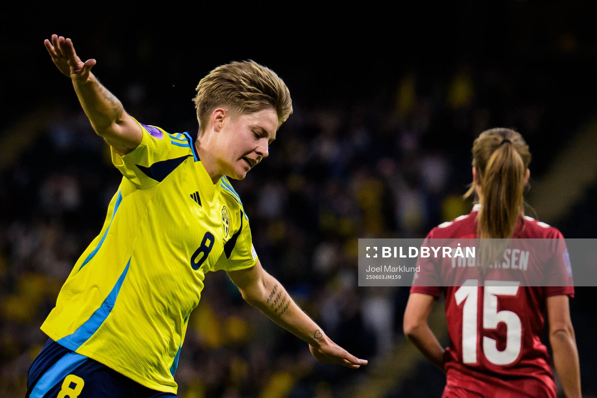 Lina Hurtig of Sweden celebrates