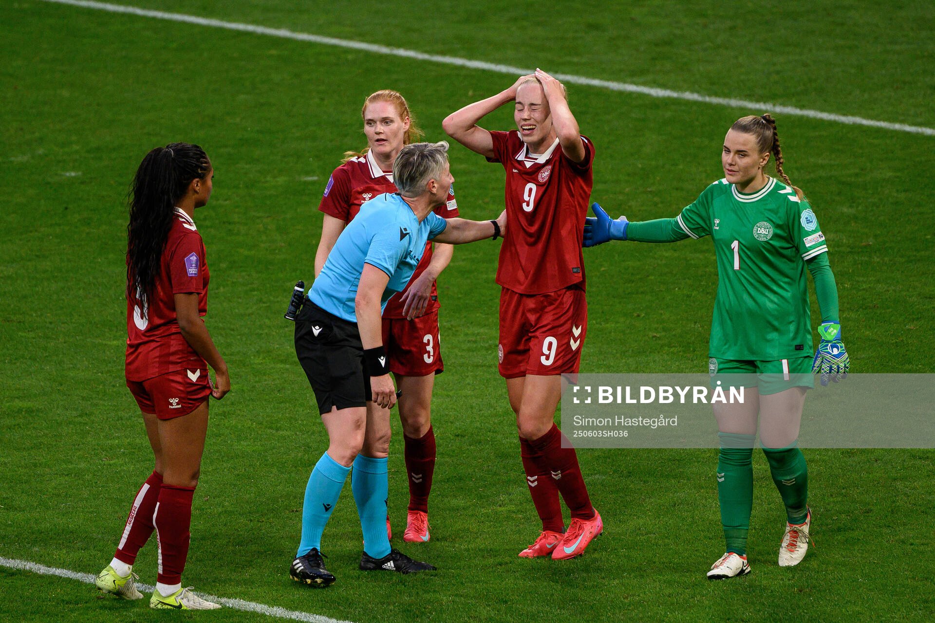 Amalie Vangsgaard of Denmark in pain