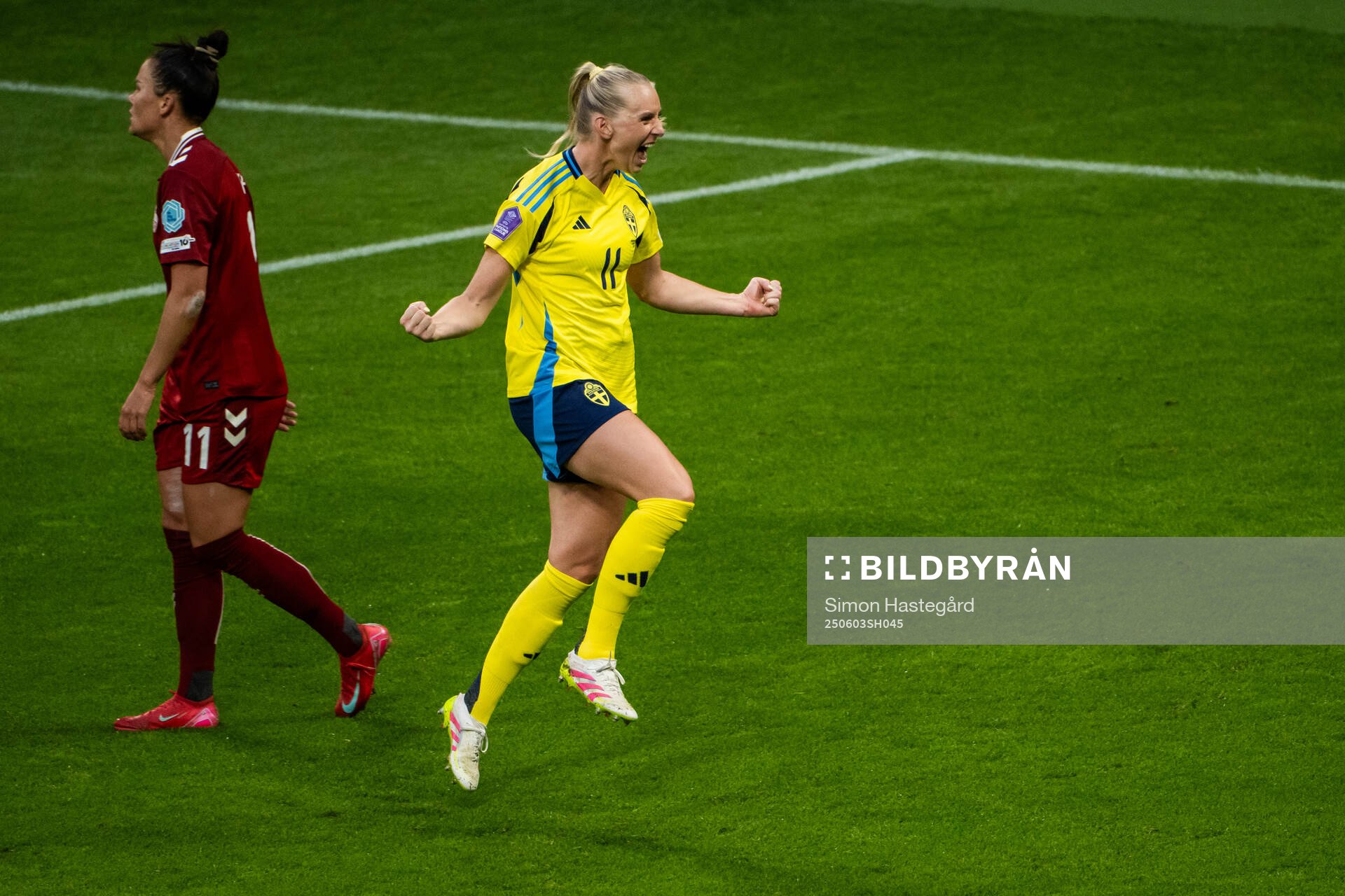 Katrine Veje of Denmark looks dejected while Stina
