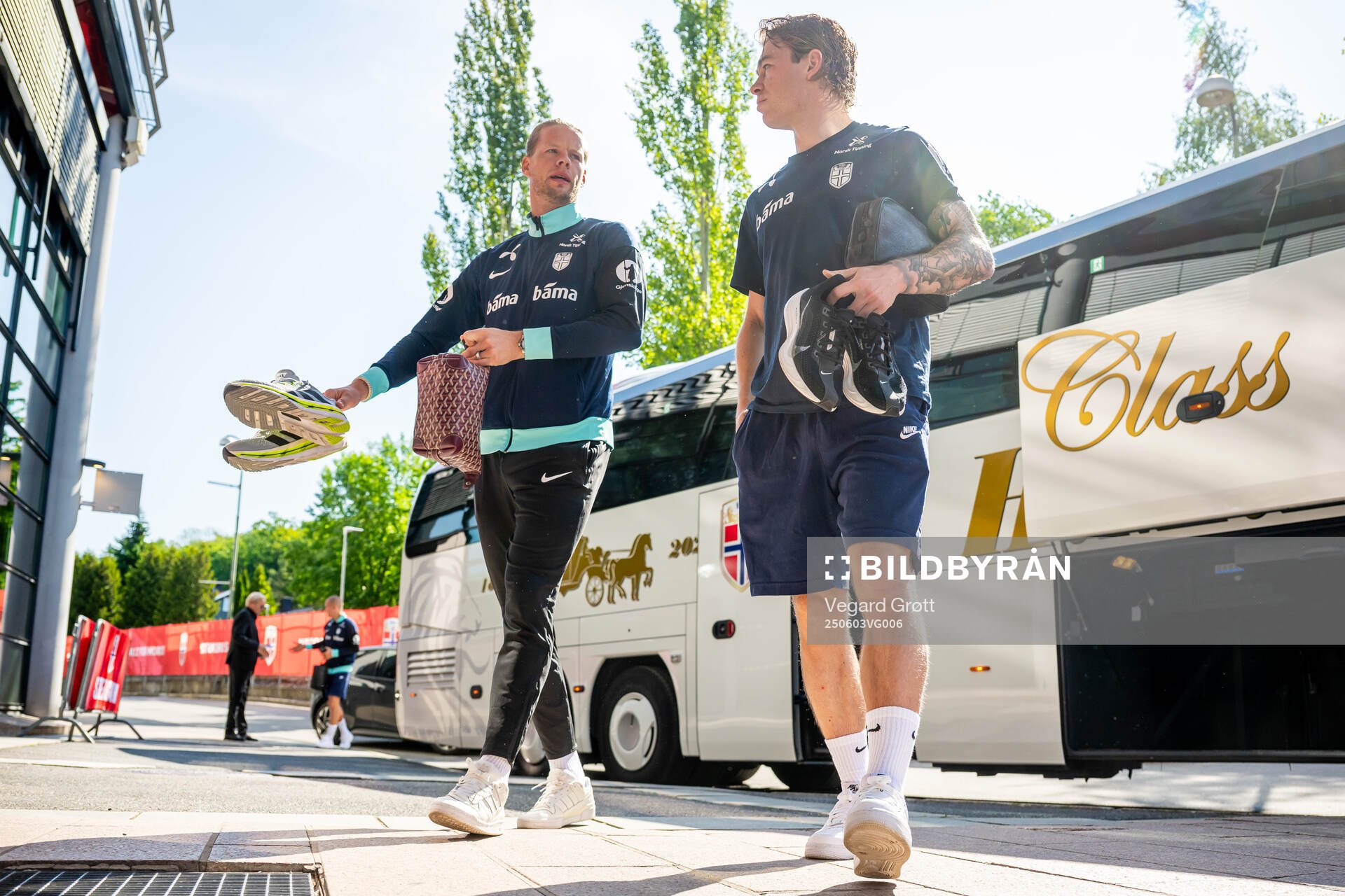 Goalkeeper Ørjan Håskjold Nyland and Patrick Berg of the