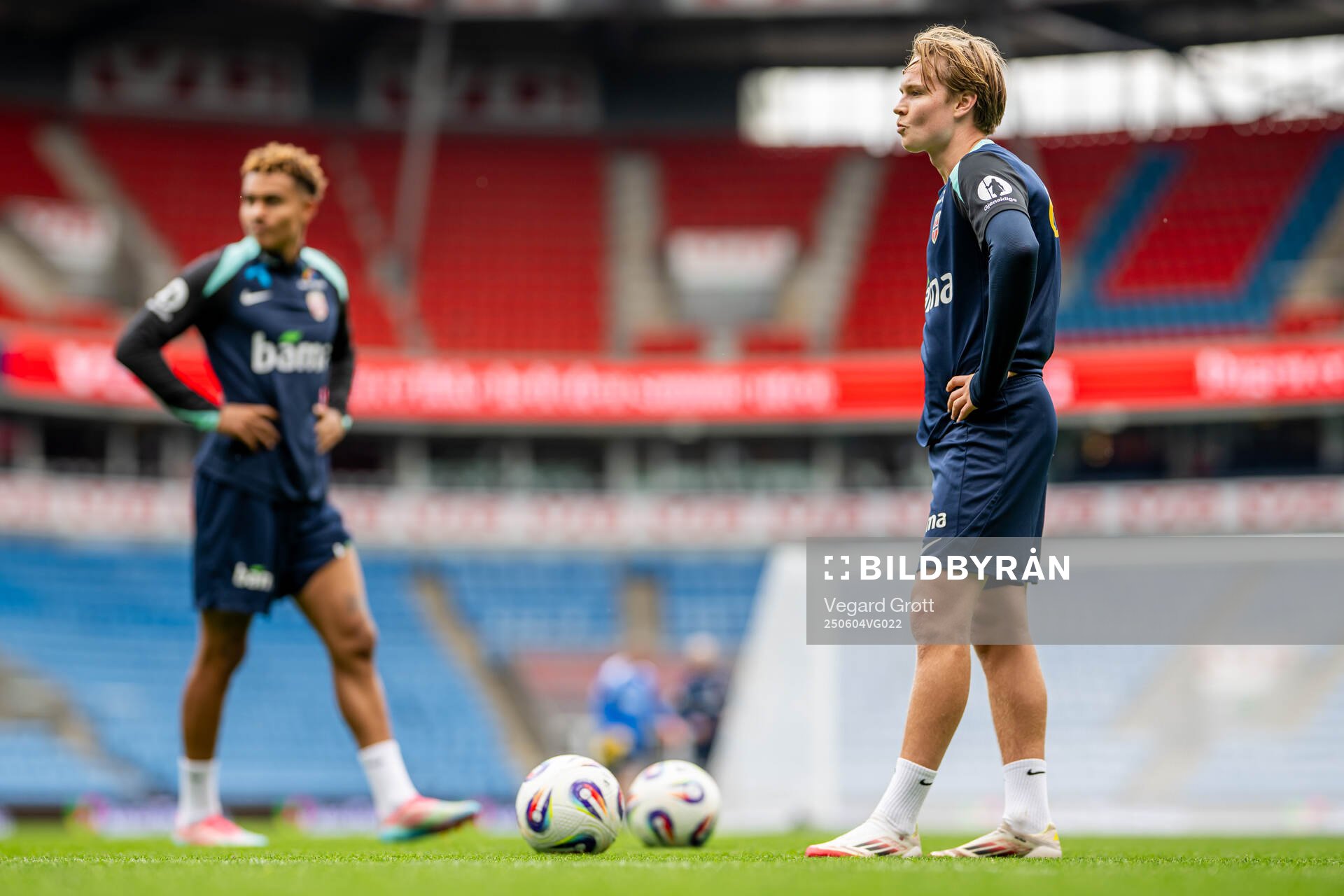 Antonio Nusa and Andreas Schjelderup of the Norwegian