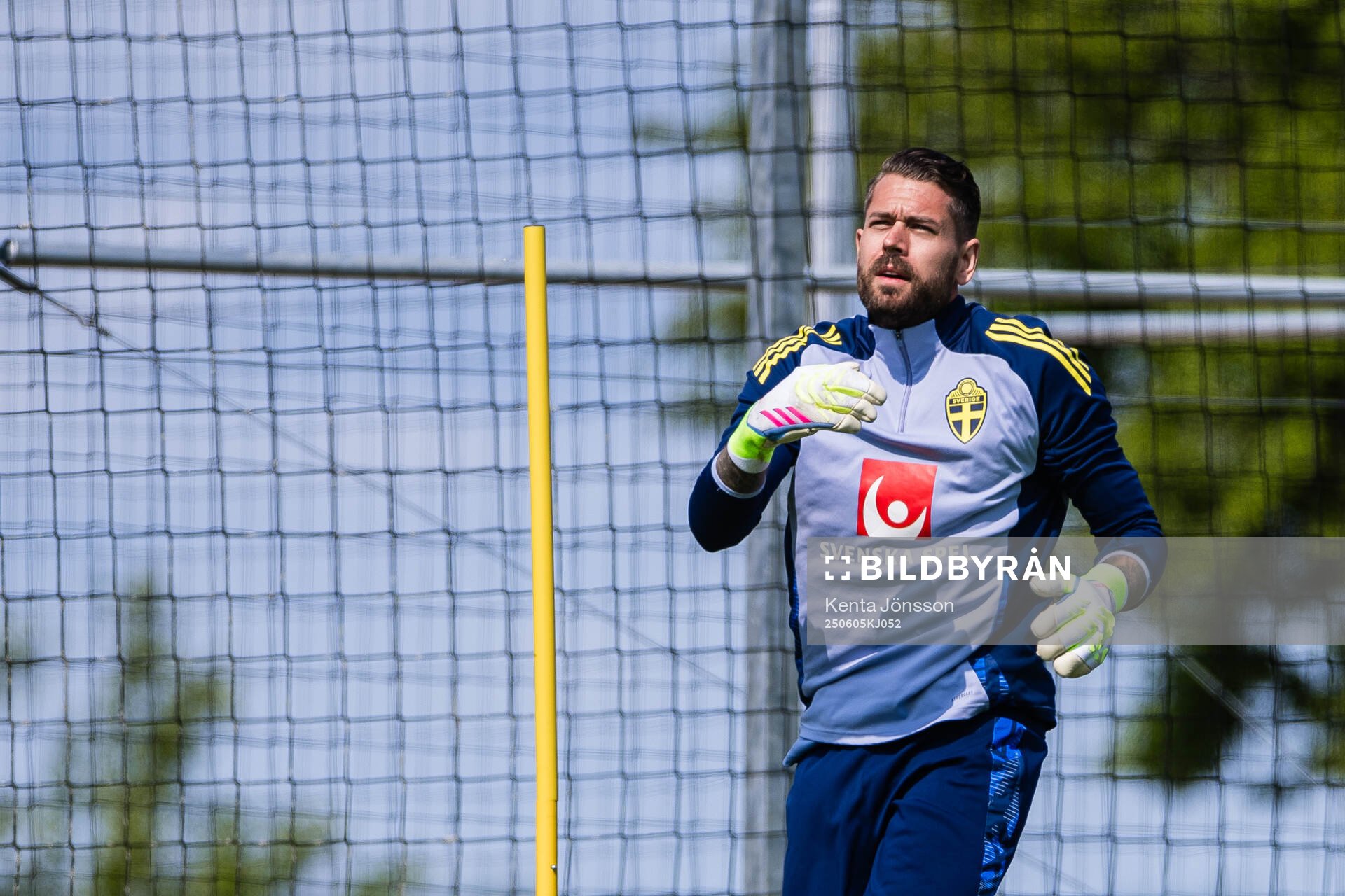 Goalkeeper Kristoffer Nordfeldt of the Swedish men's