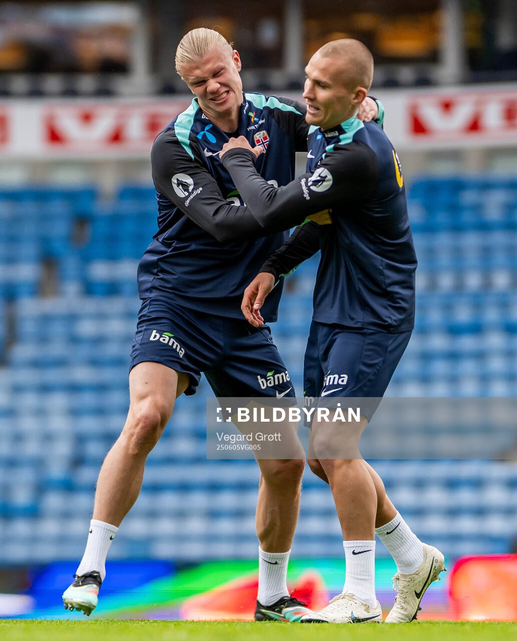 Erling Braut Haaland and Leo Østigård of the Norwegian