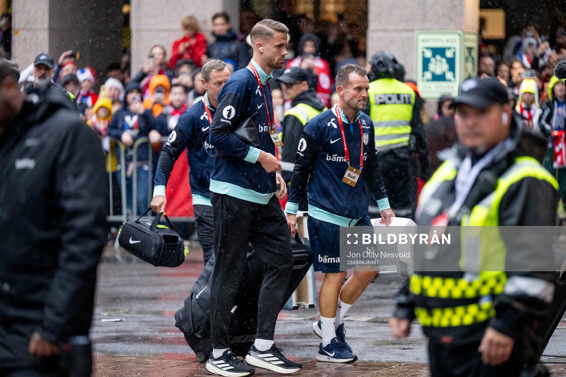 Kristoffer Ajer of Norway arrives