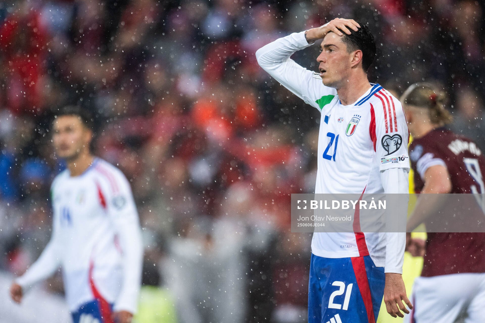 Alessandro Bastoni of Italy looks dejected