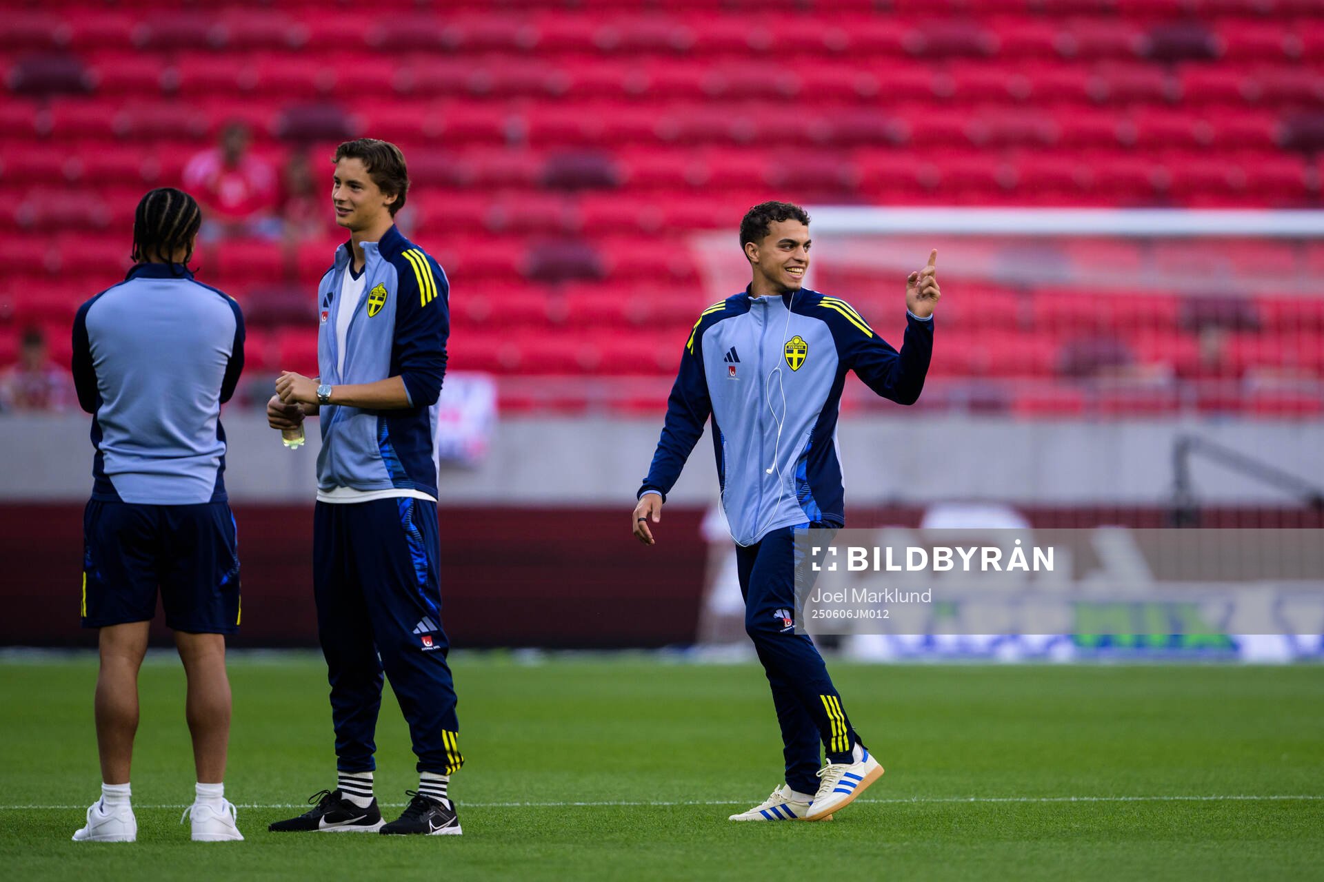 Momodou Sonko, John Mellberg and Yasin Ayari of Sweden