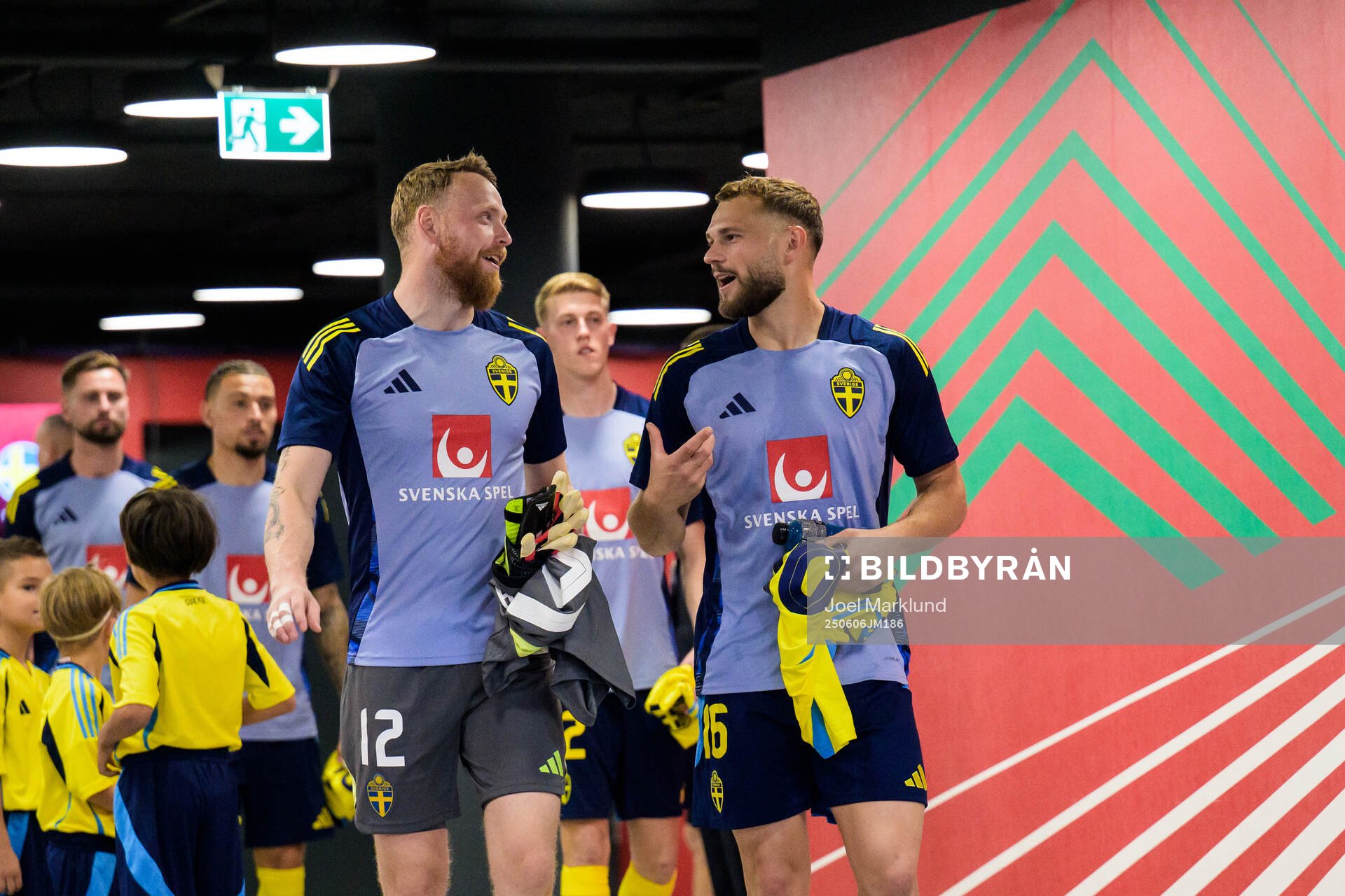 Goalkeeper Viktor Johansson and Jesper Karlström of Sweden