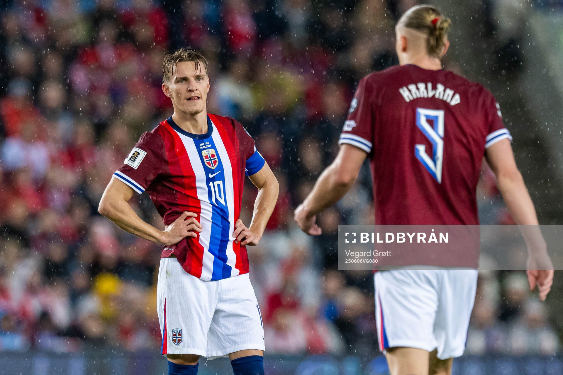Martin Ødegaard and Erling Braut Haaland of Norway