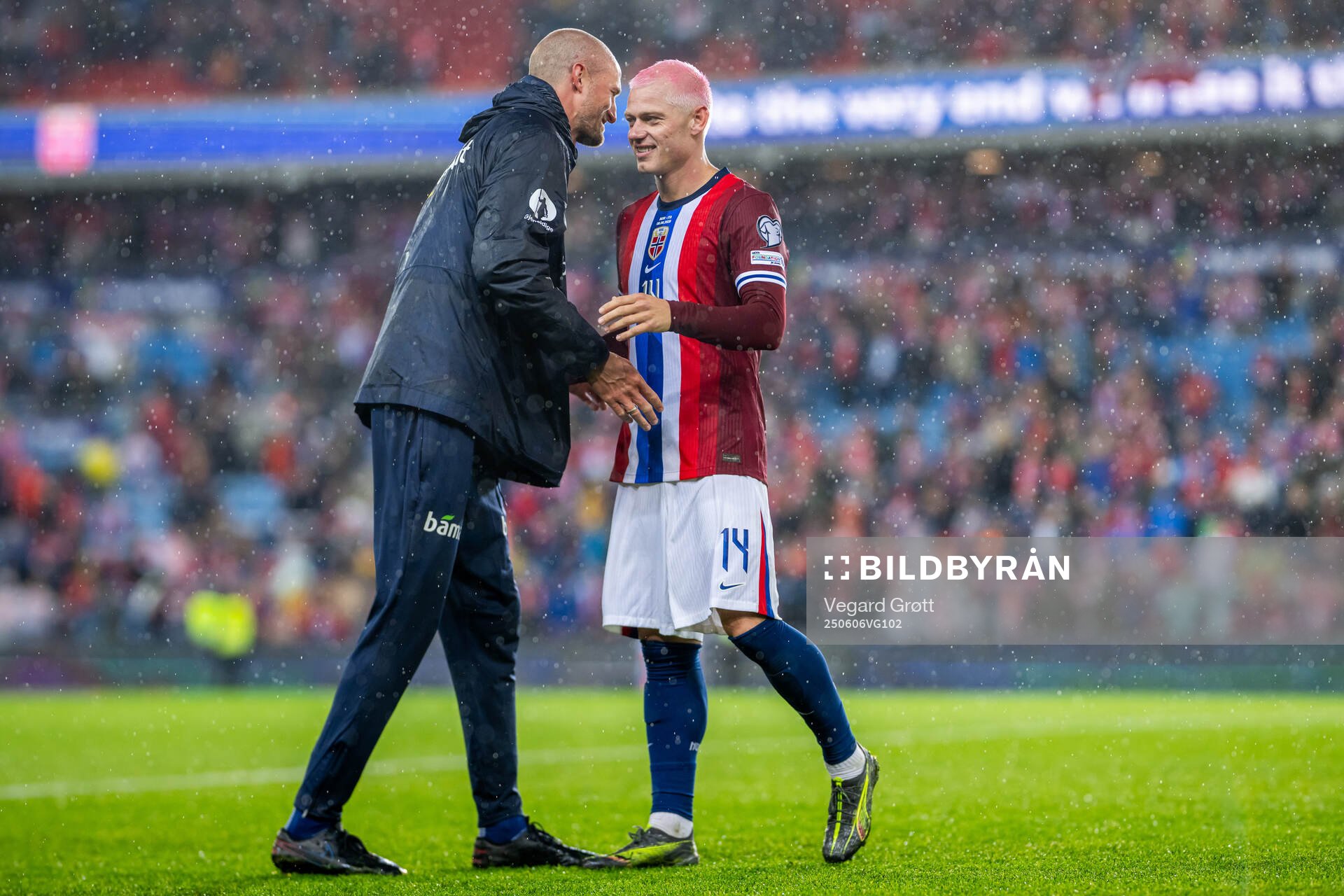 Player manager Brede Hangeland and Julian Ryerson of Norway