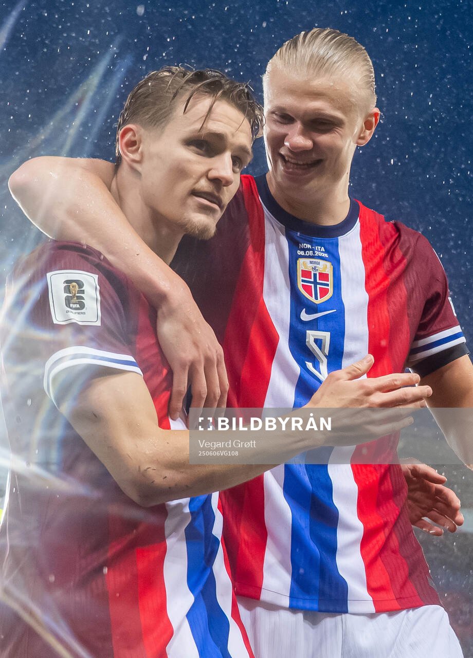 Martin Ødegaard and Erling Braut Haaland of Norway