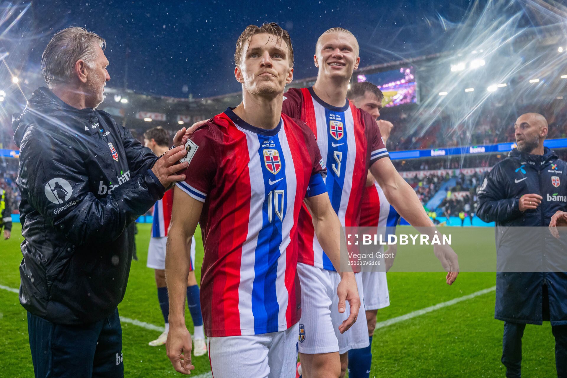Martin Ødegaard and Erling Braut Haaland of Norway