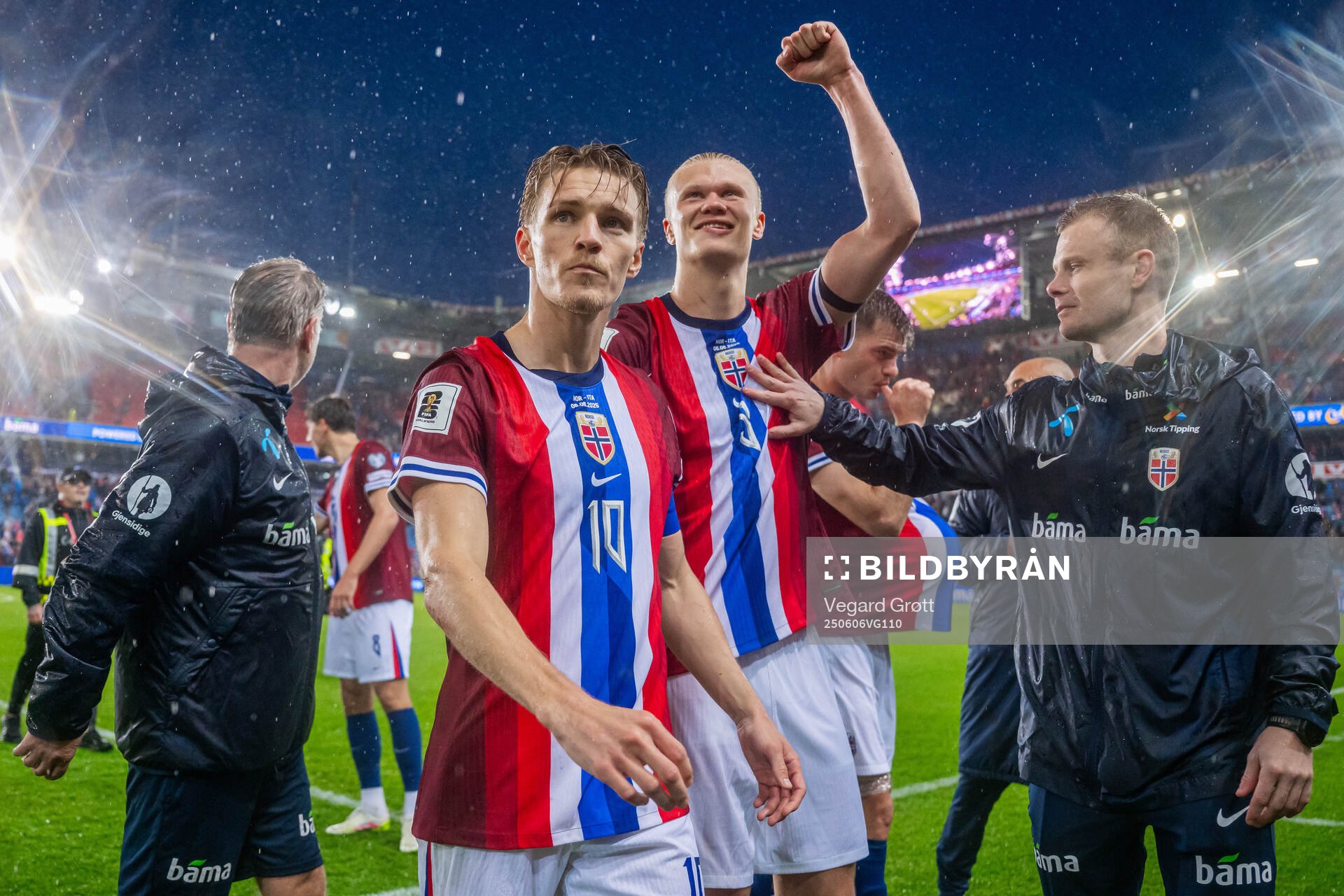 Martin Ødegaard and Erling Braut Haaland of Norway