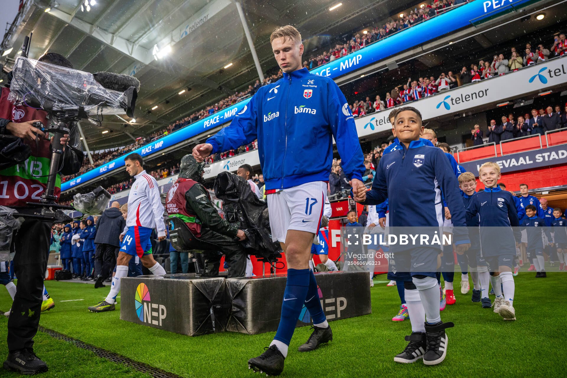 Torbjørn Lysaker Heggem of Norway enters the pitch