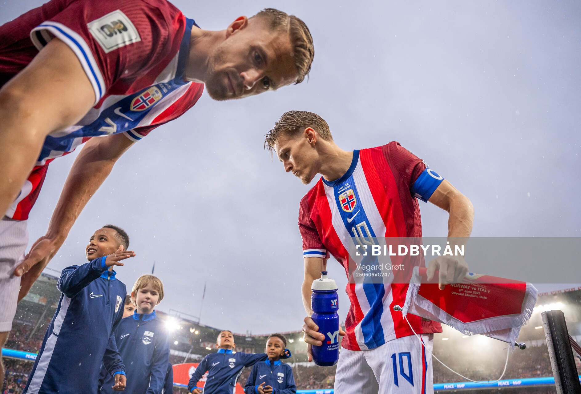 Kristoffer Ajer and Martin Ødegaard of Norway