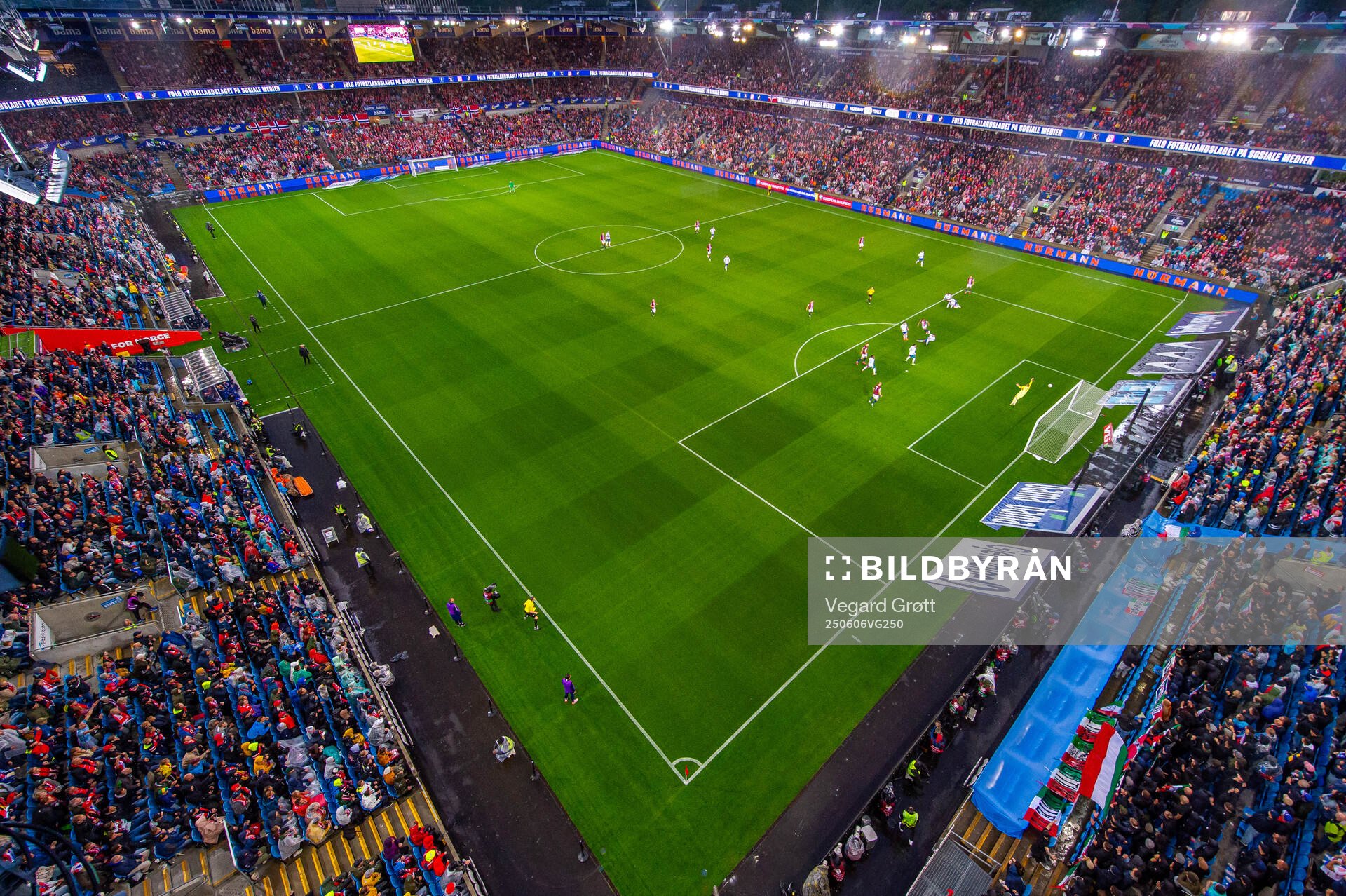 General view of Ullevaal Stadion as Antonio Nusa of Norway