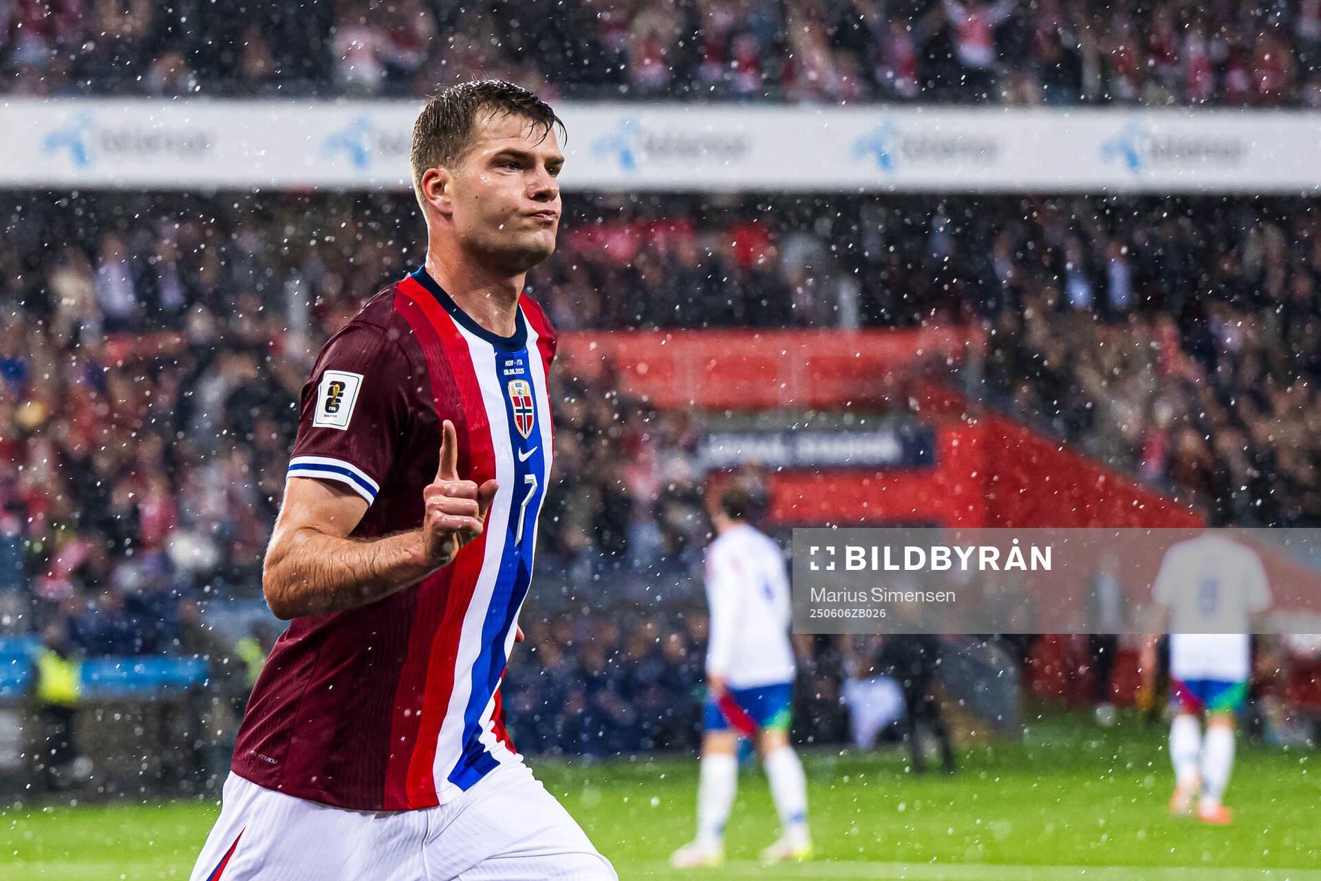 Alexander Sørloth of Norway celebrates