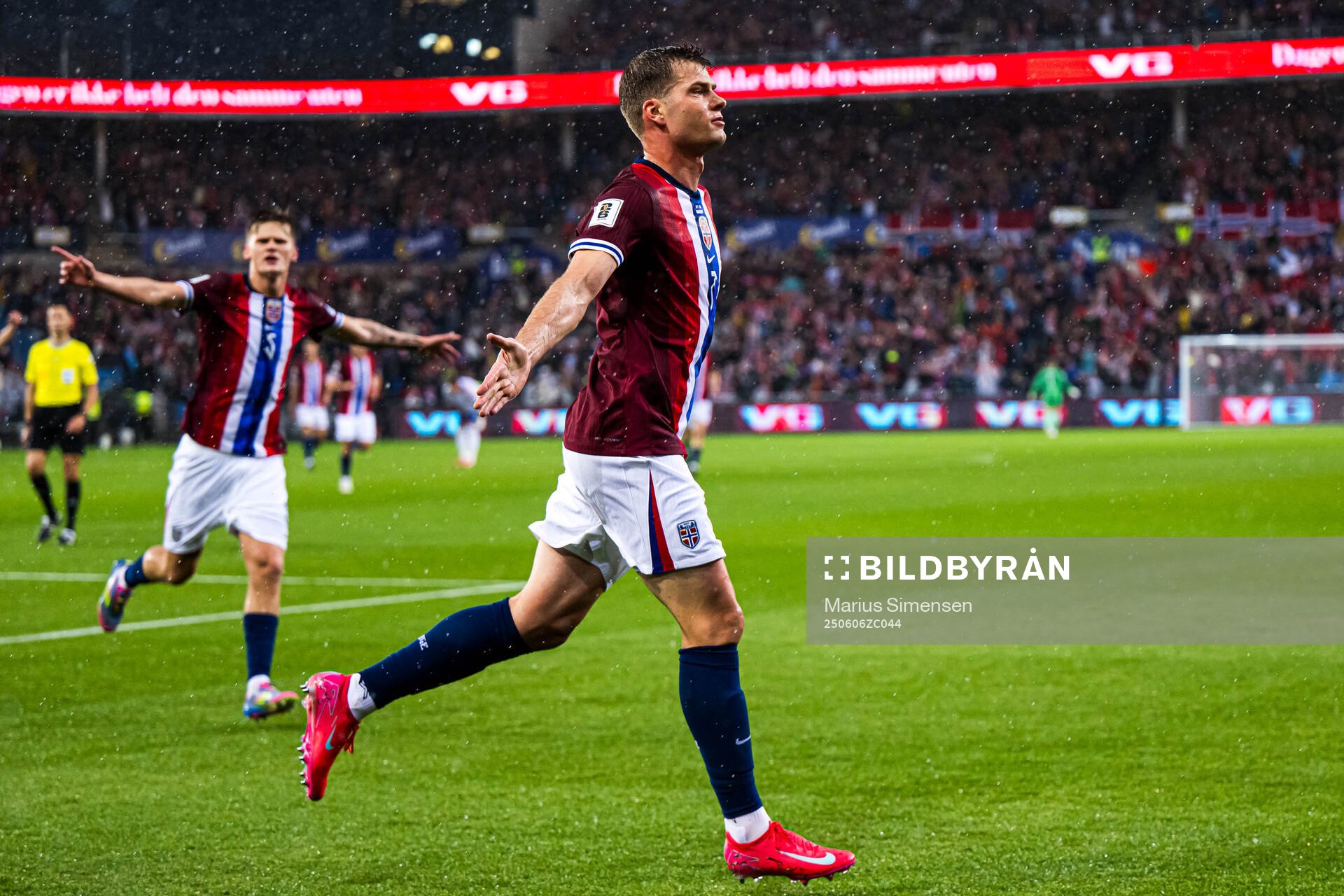 Alexander Sørloth of Norway celebrates