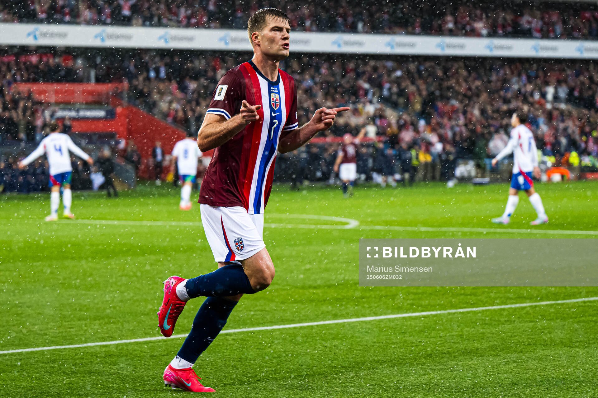 Alexander Sørloth of Norway celebrates