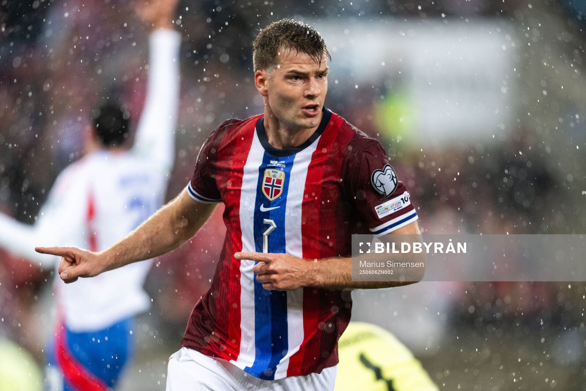 Alexander Sørloth of Norway celebrates