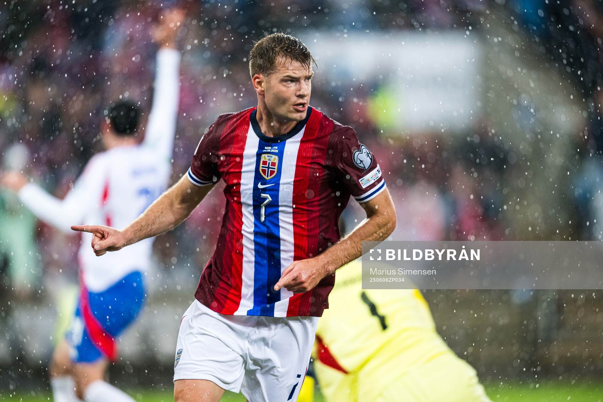 Alexander Sørloth of Norway celebrates