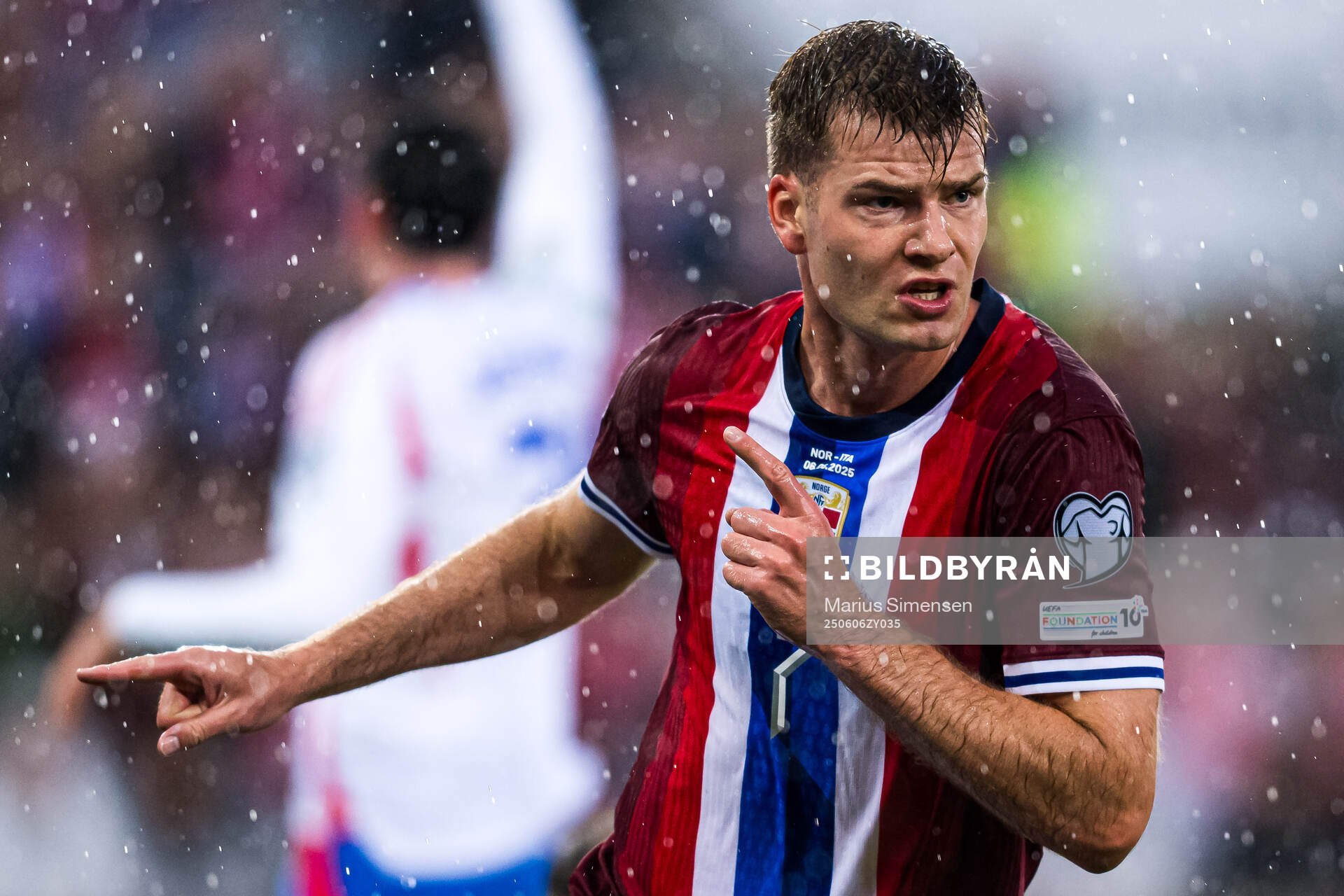 Alexander Sørloth of Norway celebrates