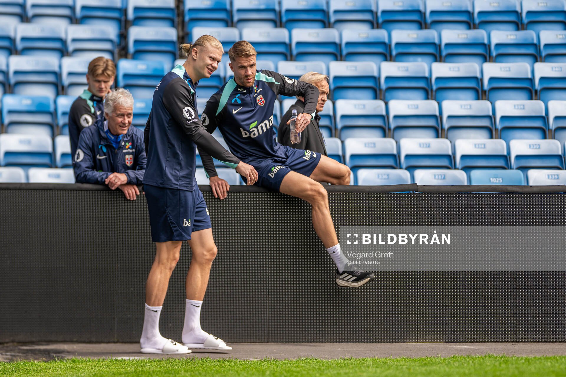 Erling Braut Haaland and Kristoffer Ajer of the Norwegian