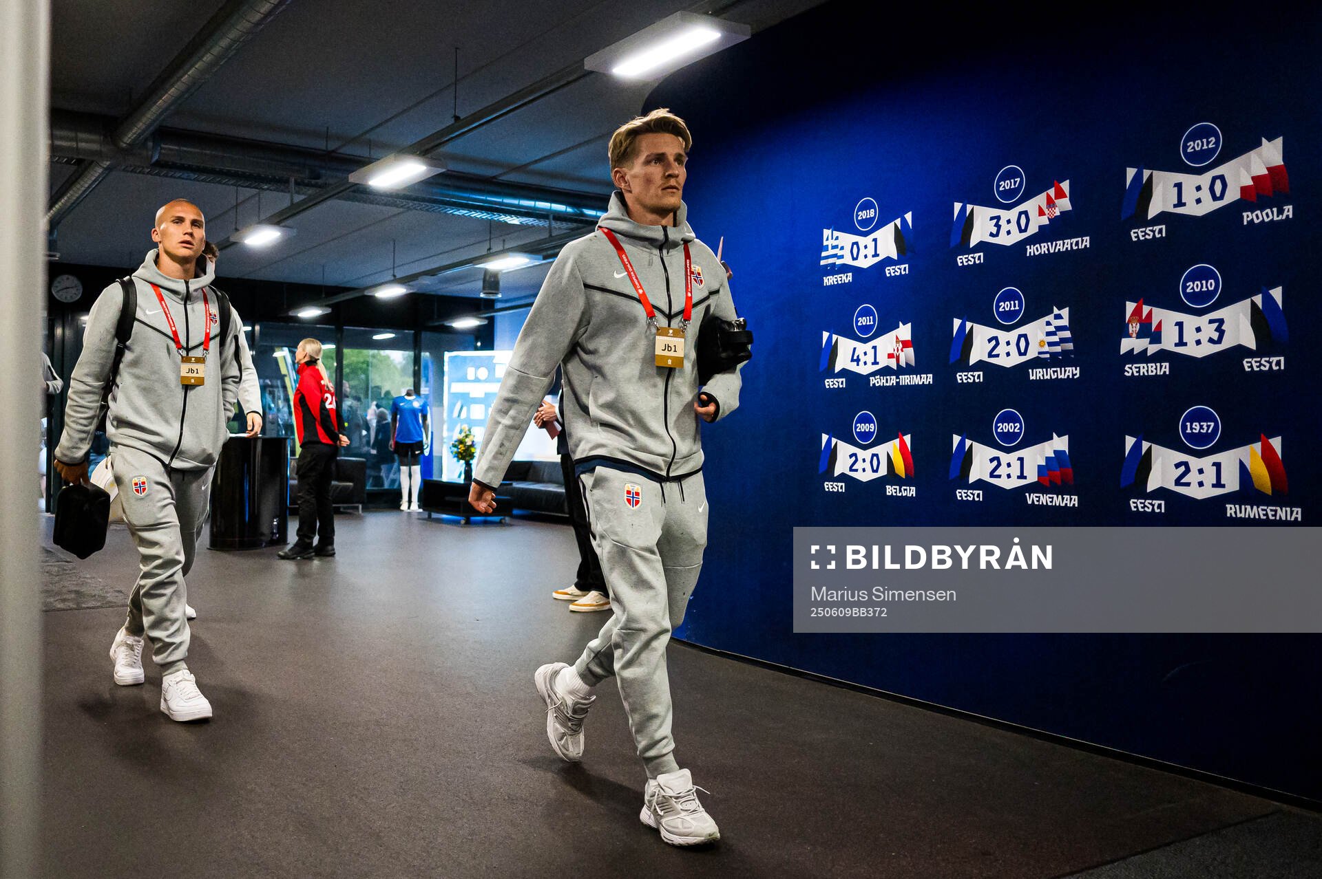 Leo Østigård and Martin Ødegaard of Norway arrives