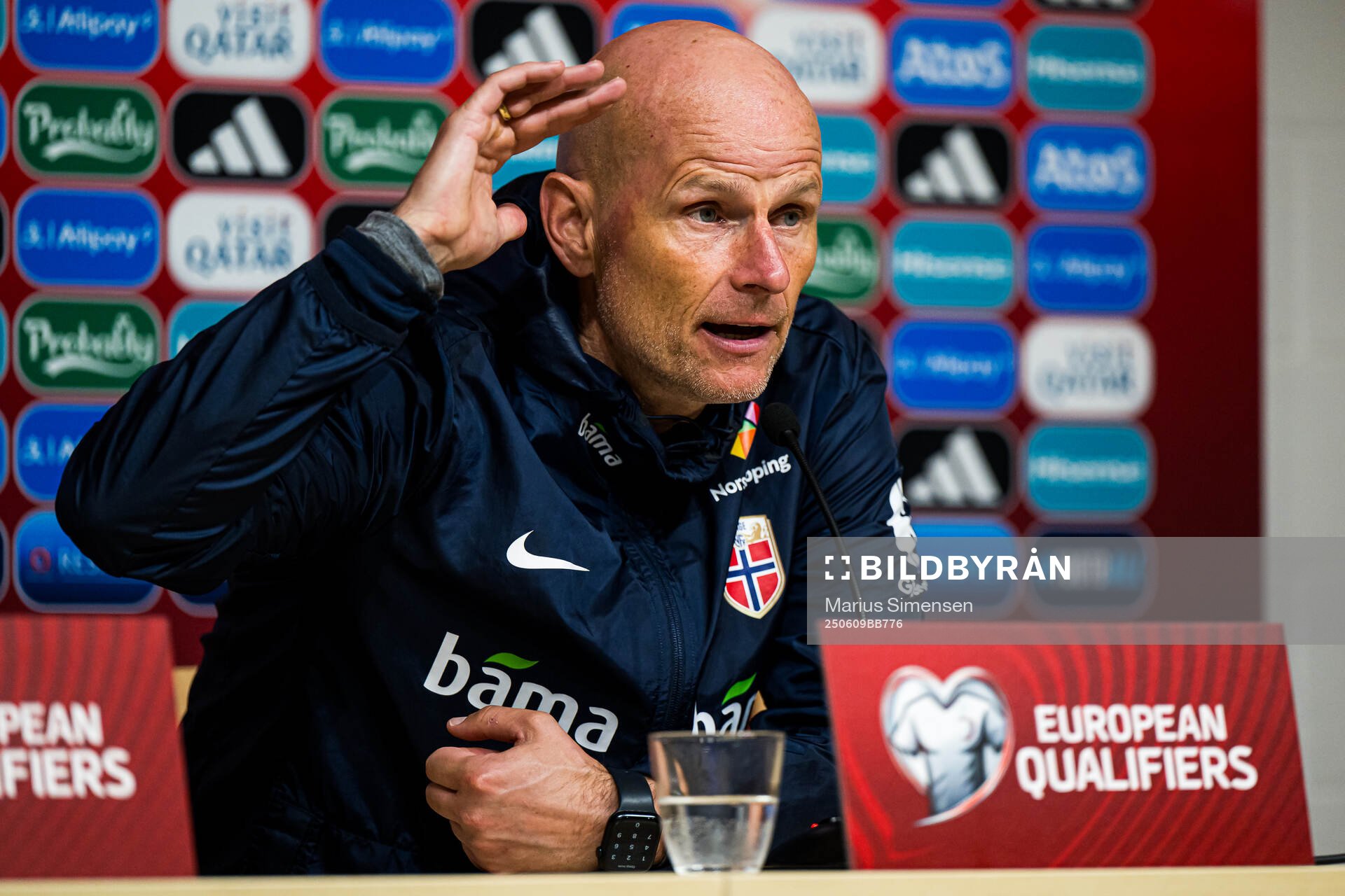 Head coach Ståle Solbakken of Norway at a press conference