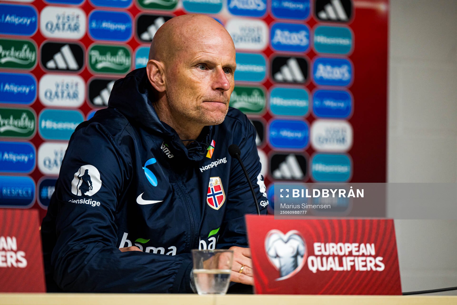 Head coach Ståle Solbakken of Norway at a press conference