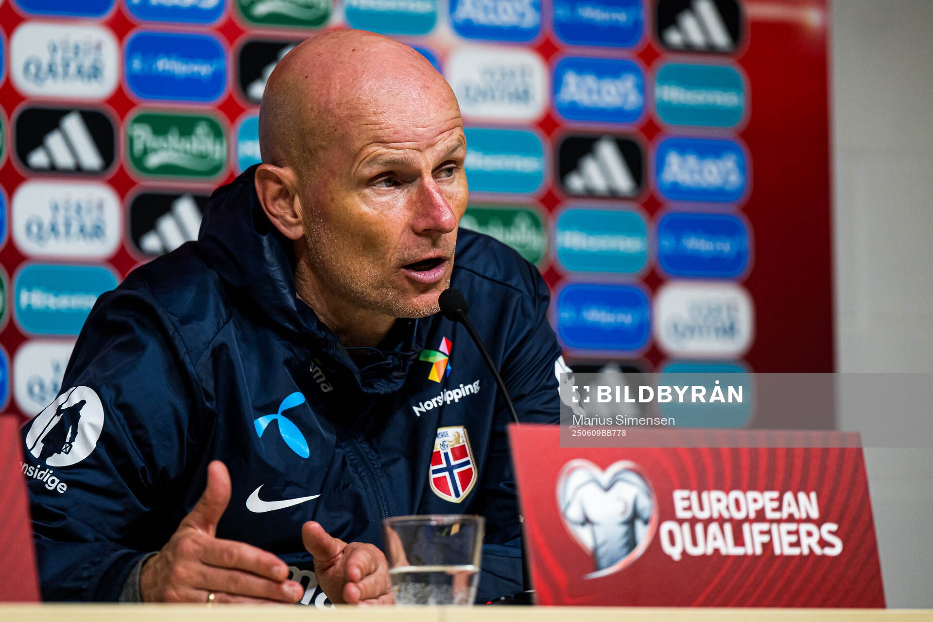 Head coach Ståle Solbakken of Norway at a press conference