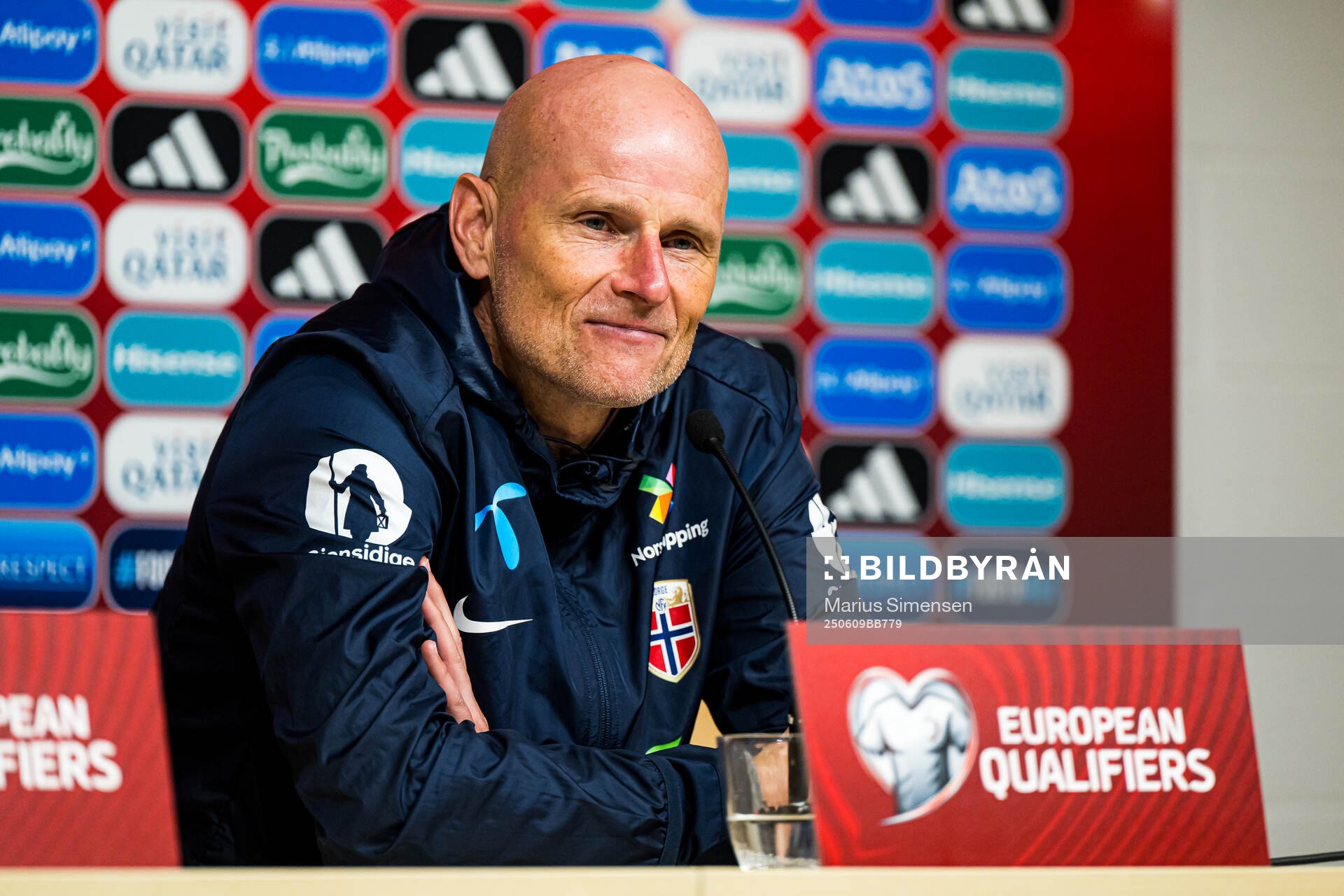Head coach Ståle Solbakken of Norway at a press conference