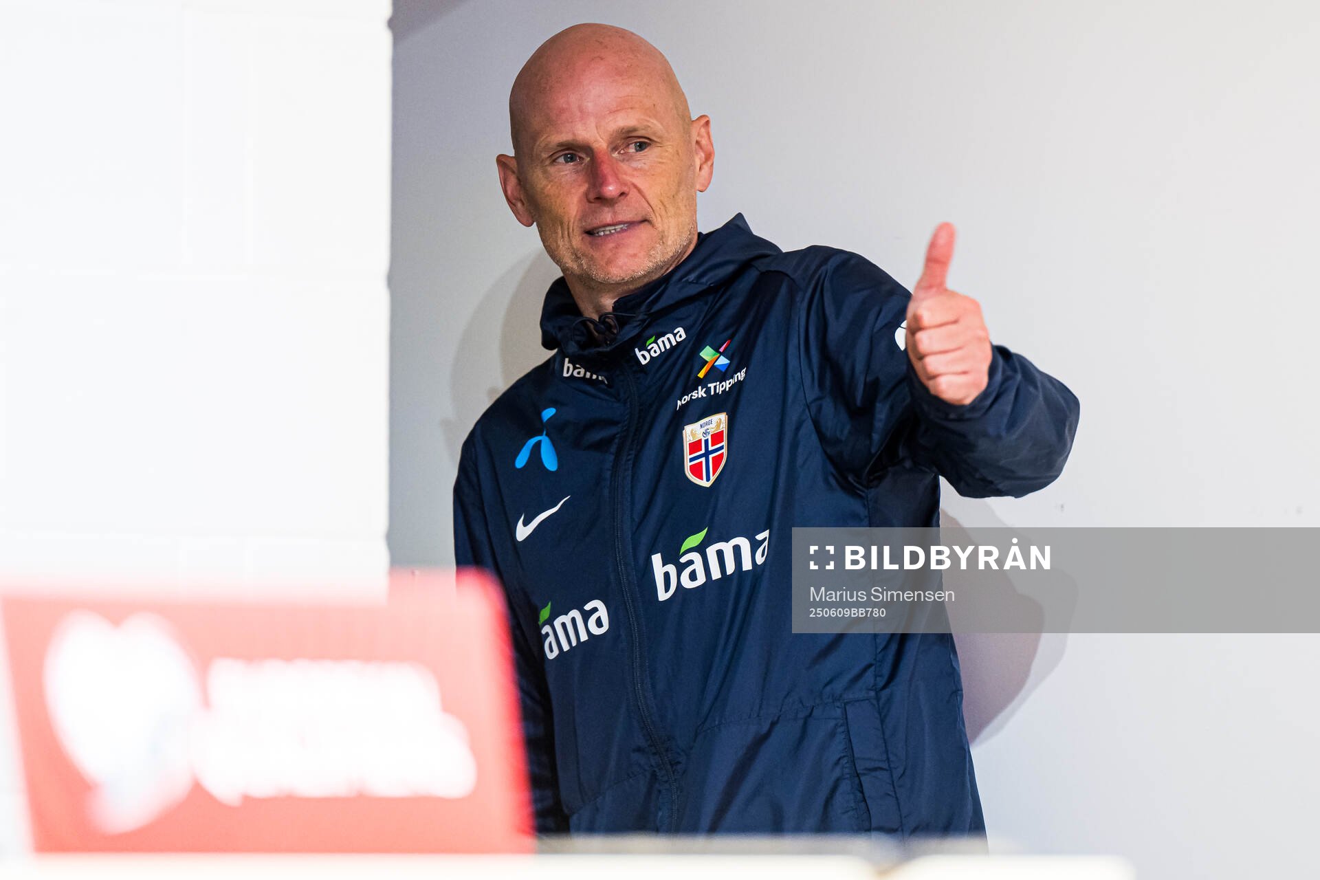 Head coach Ståle Solbakken of Norway at a press conference