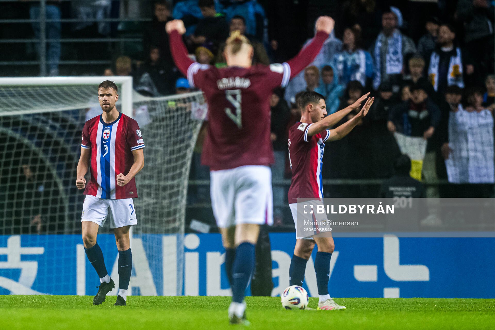 Kristoffer Ajer and Lasse Berg Johnsen of Norway celebrates