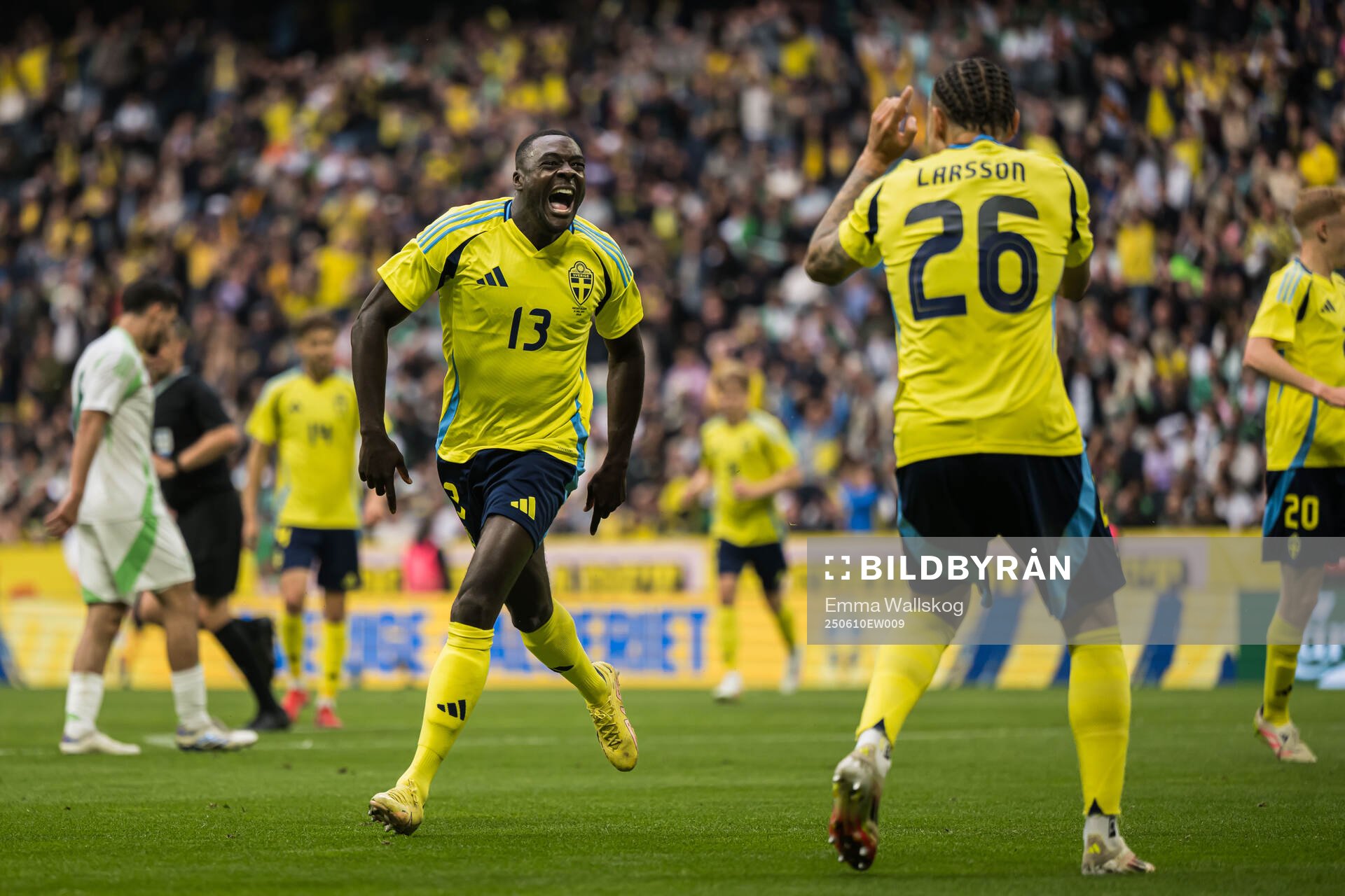 Ken Sema and Jordan Larsson of Sweden celebrating