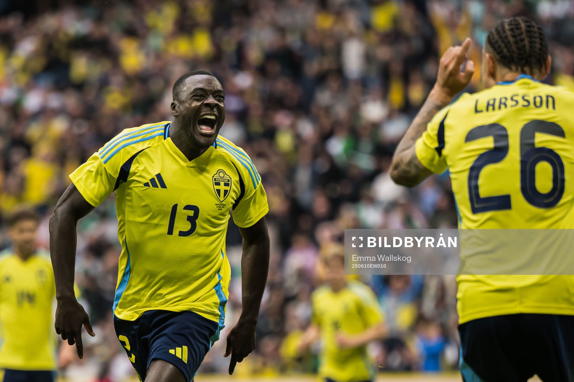 Ken Sema and Jordan Larsson of Sweden celebrating