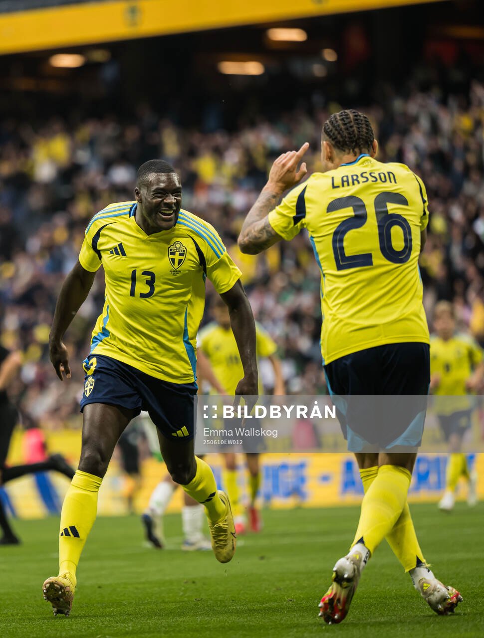 Ken Sema and Jordan Larsson of Sweden celebrating