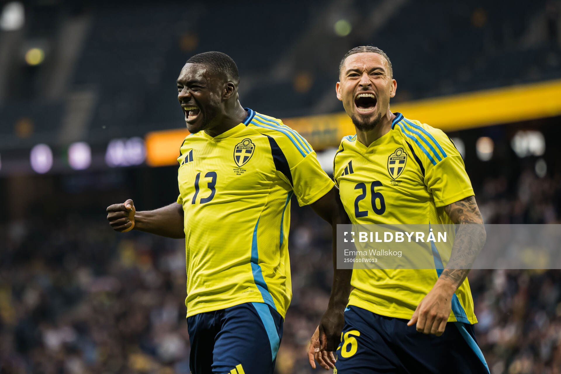 Ken Sema and Jordan Larsson of Sweden celebrating