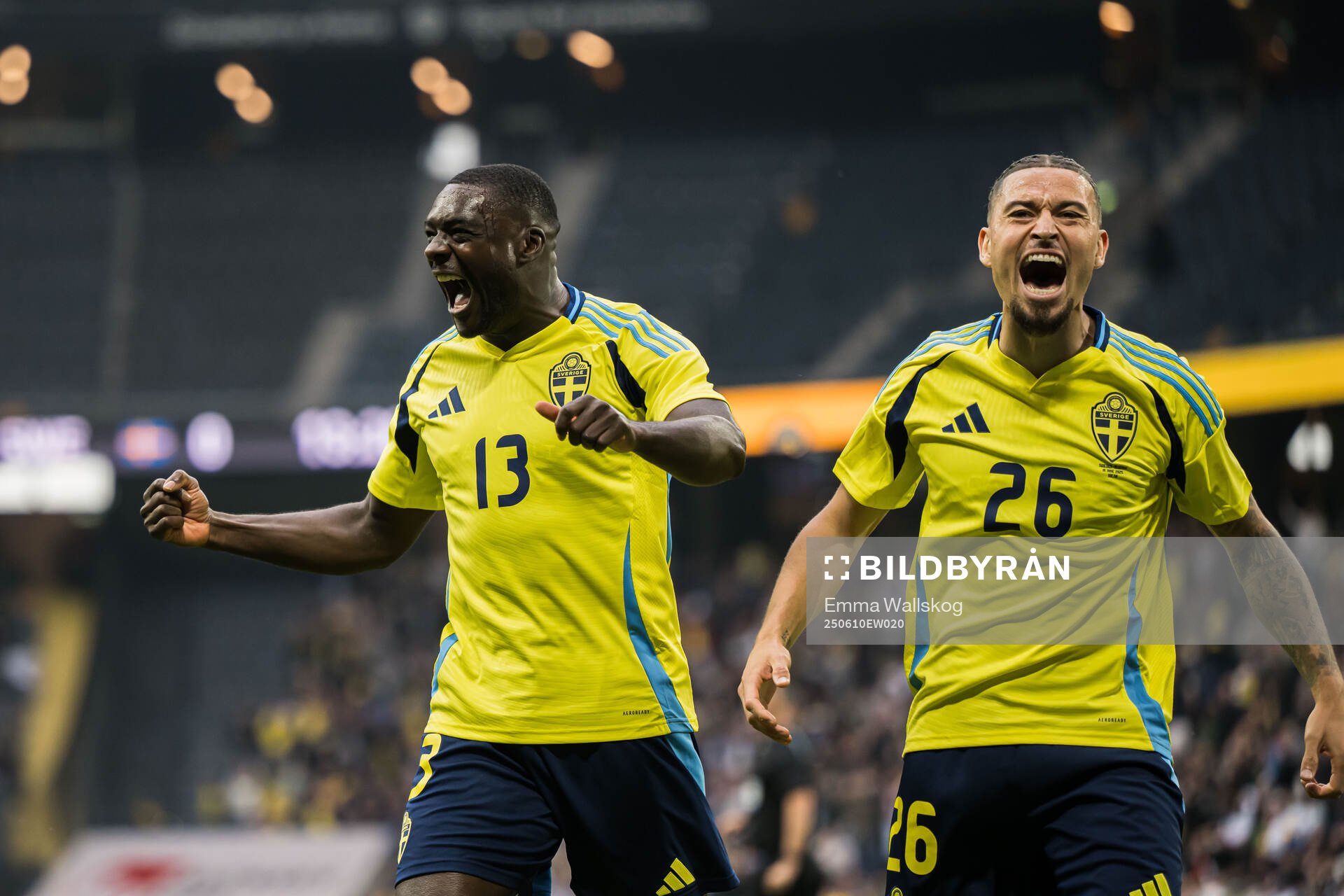 Ken Sema and Jordan Larsson of Sweden celebrating