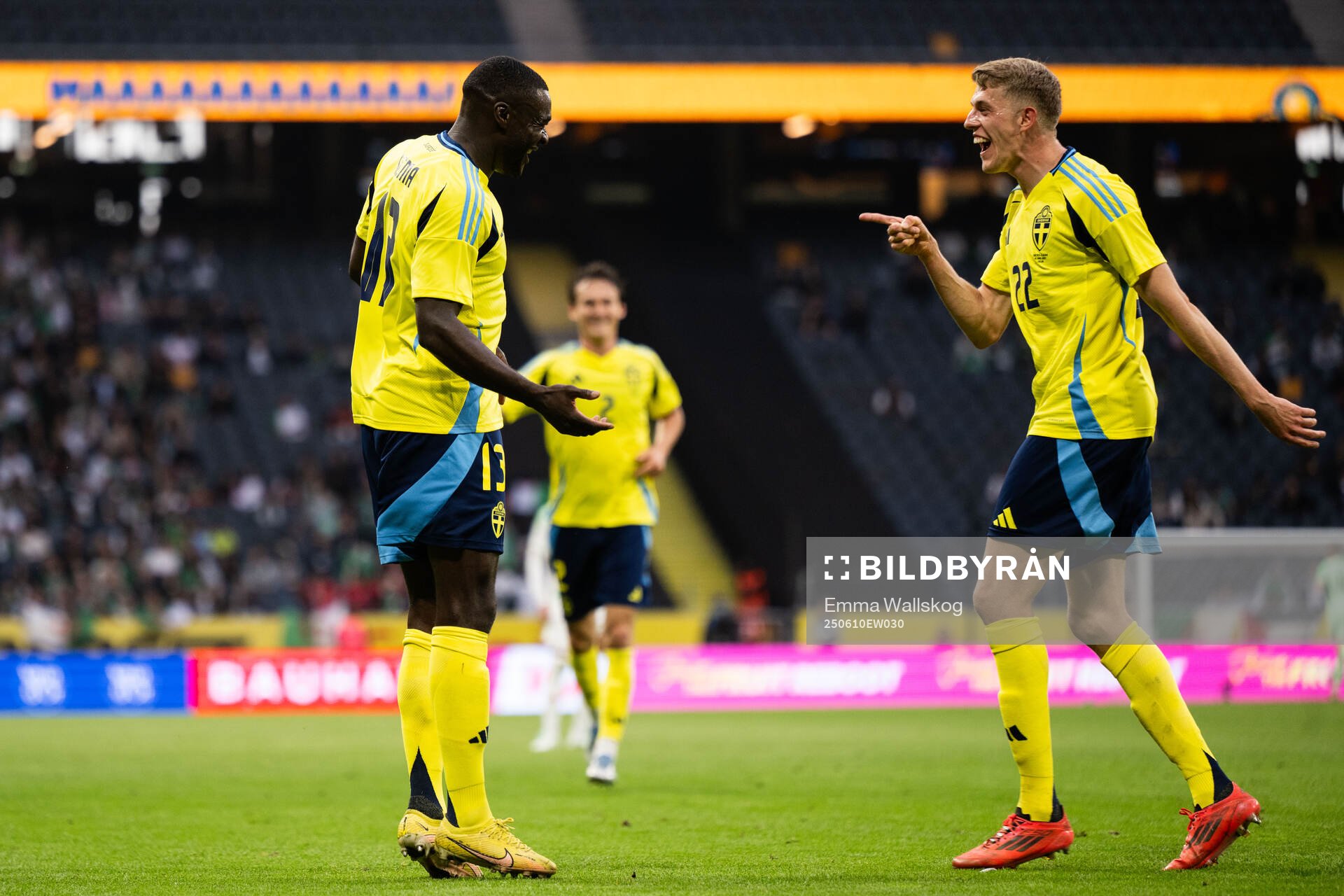 Ken Sema of Sweden celebrates with Alexander Bernhardsson