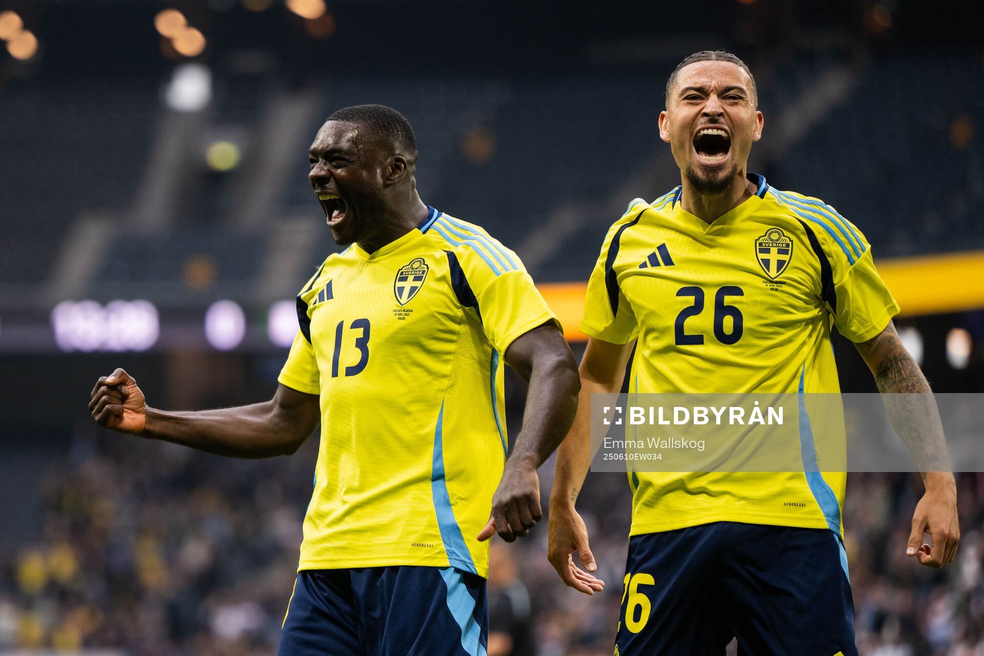 Ken Sema of Sweden celebrates with Jordan Larsson