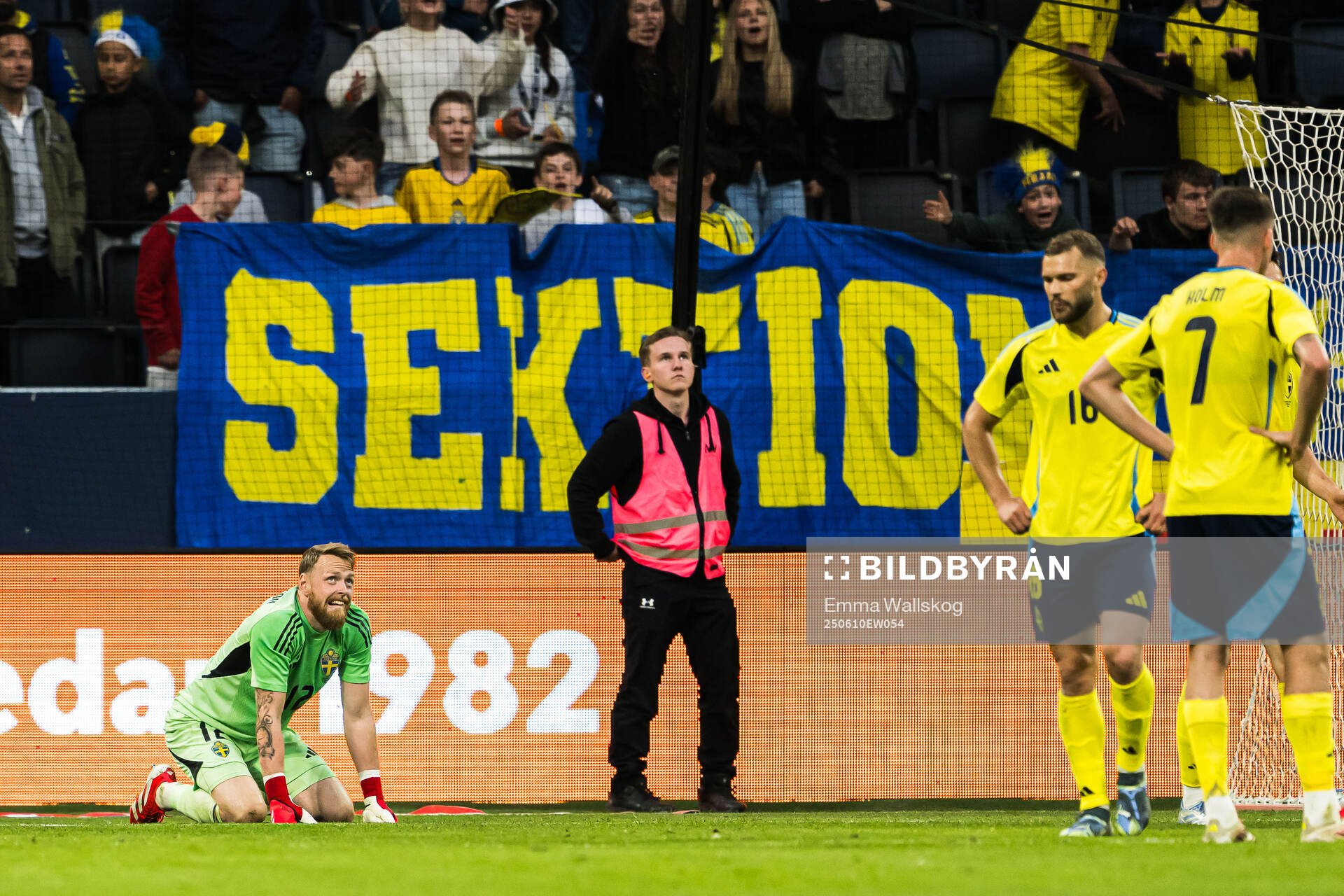 Goalkeeper Viktor Johansson of Sweden looks dejected