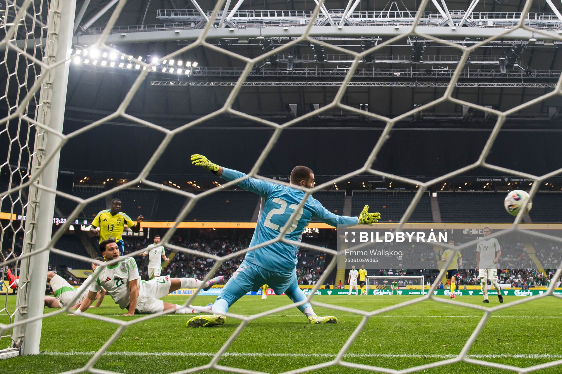 Ken Sema of Sweden scores the 1-0 goal against Ramy
