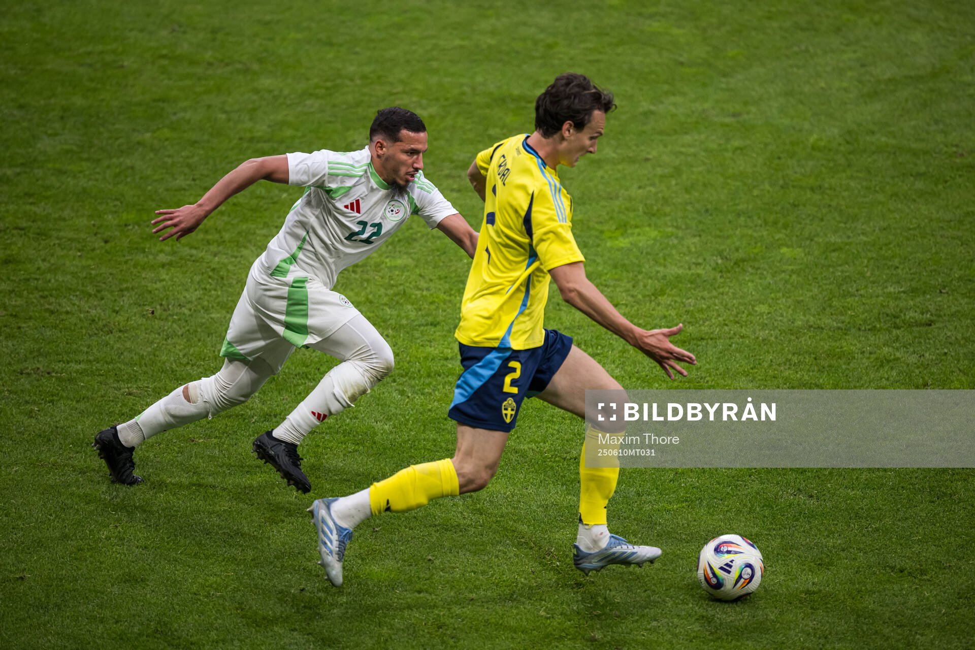 Ismael Bennacer of Algeria and Hjalmar Ekdal of Sweden