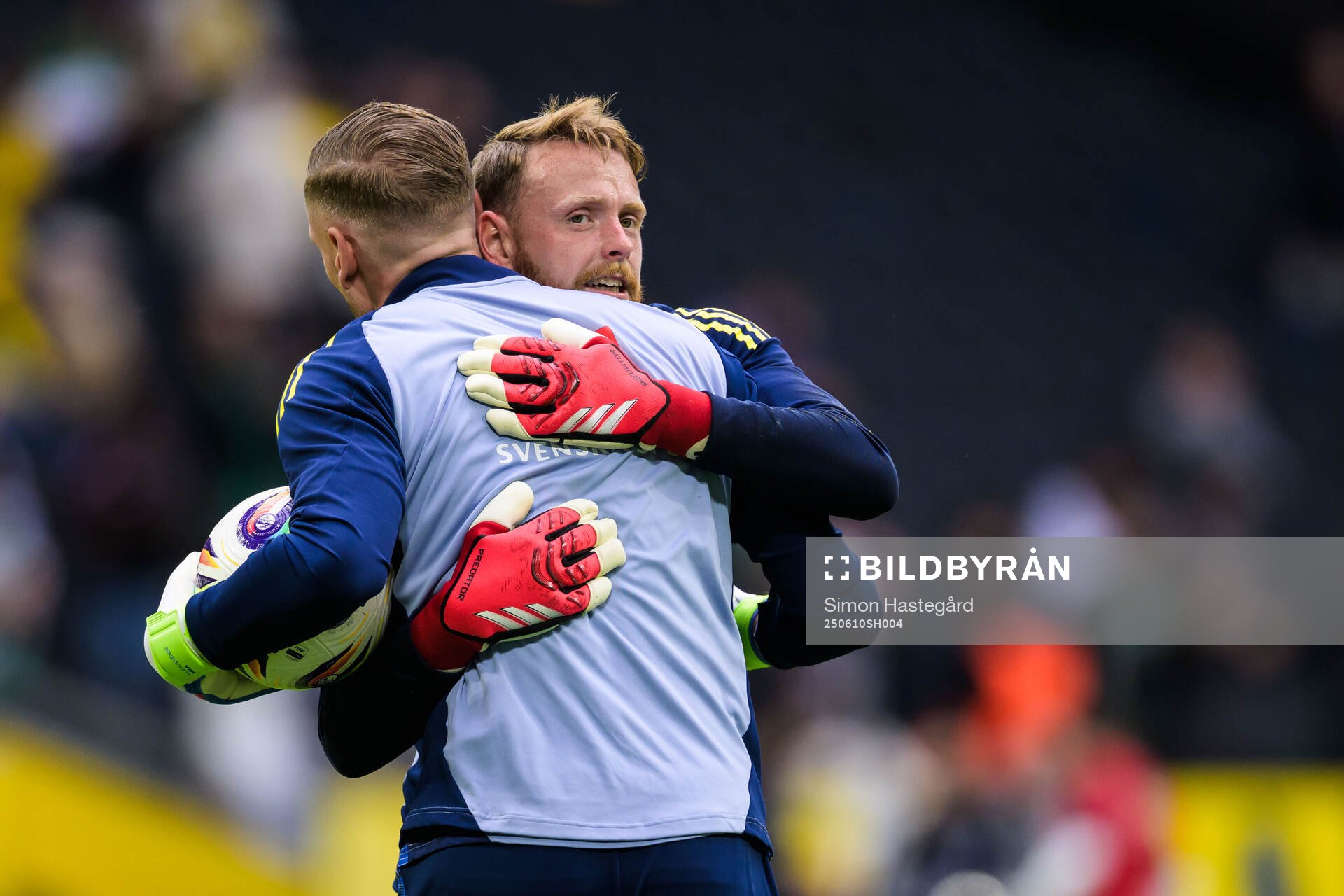 Goalkeeper Robin Olsen and goalkeeper Viktor Johansson of