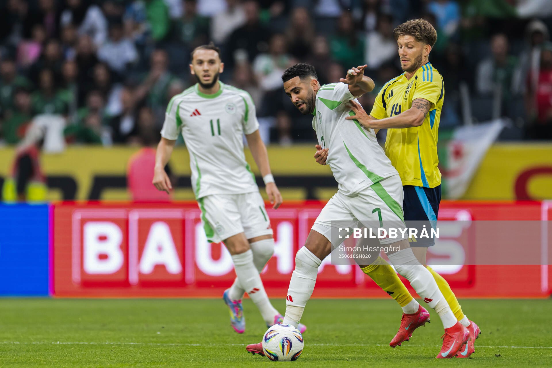Riyad Mahrez of Algeria and Anton Salétros of Sweden