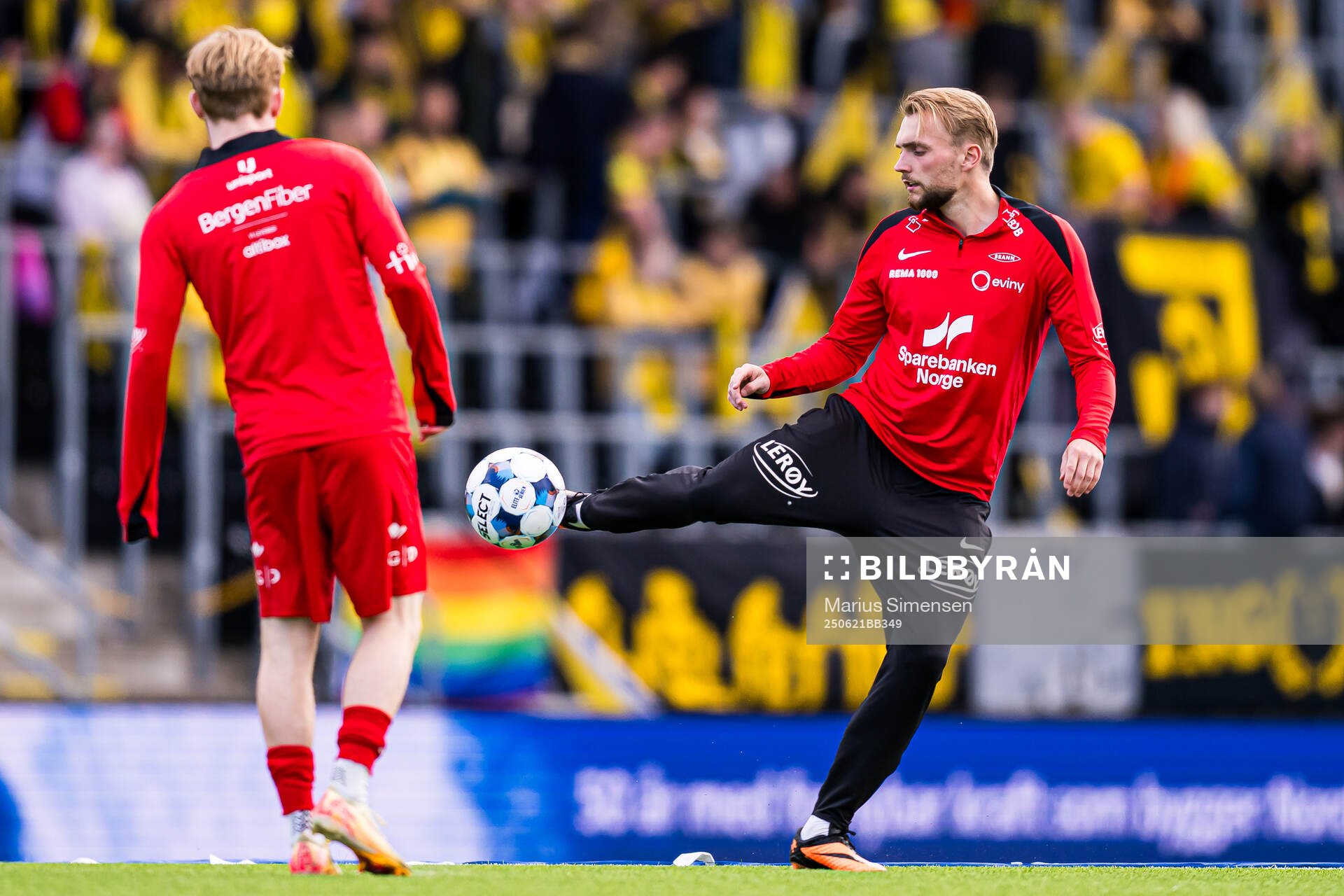 Mads Berg Sande of Brann warms up