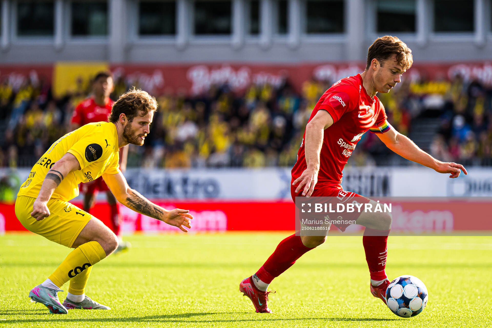 Ole Didrik Blomberg of Bodø/Glimt and Felix Horn Myhre of