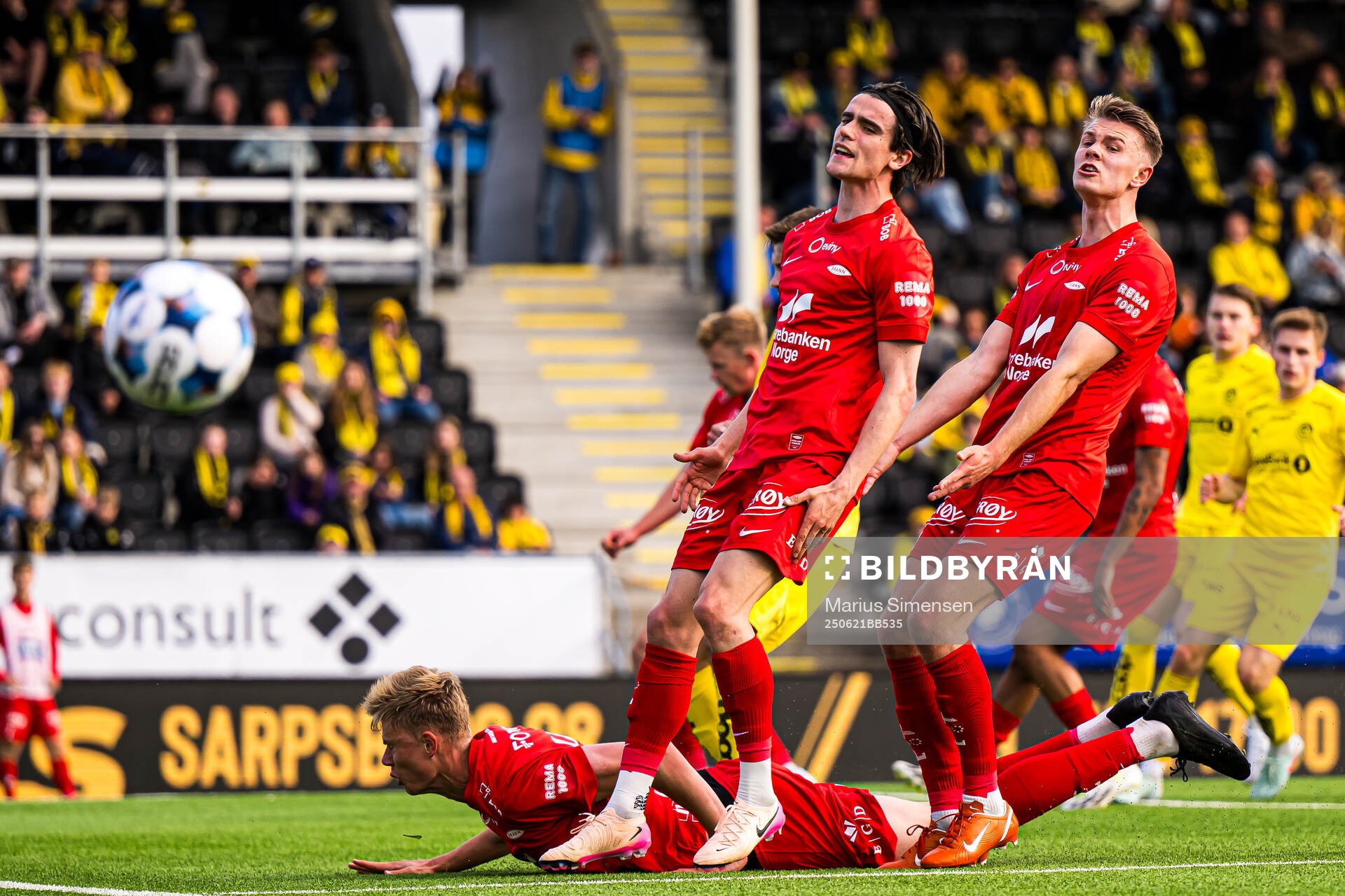 Ulrik Mathisen and Emil Kornvig of Brann reacts